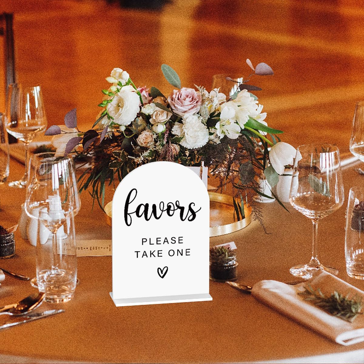 Acrylic Wedding Sign, Bridal Shower Decorations, Favors Please Take One Sign for Ceremony, Modern Font Table Signs, Acrylic Table Top Signs for Wedding Reception and Event Party (White)