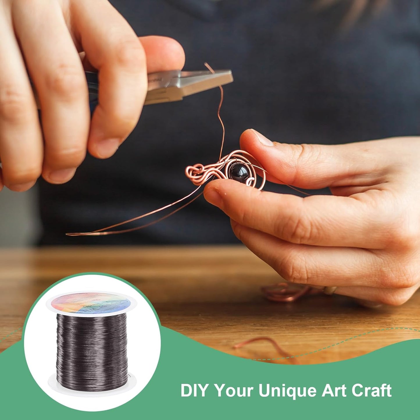 2-Rolls 0.3mm Jewelry Wire, 28 Gauge 328FT Craft Wire Copper Beading Wire for Jewelry Making/Planting/Weaving/DIY Crafting, Soft Metal Wires [100M, Metallic Black]