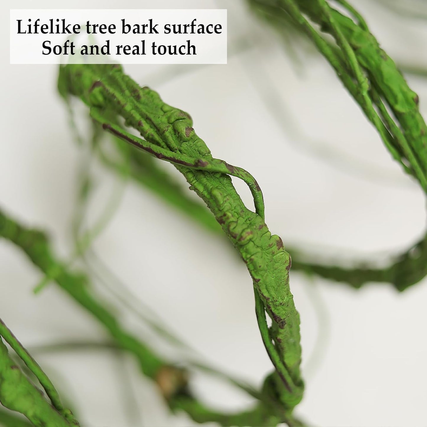 118 inch Small Green Artificial Tree Branches Grapevine Garland Ivy Willow Vines Plants Fake Cherry Blossom Tree Trunk Twigs for Wall Hanging Forest Room Home Wedding New Year Decoration