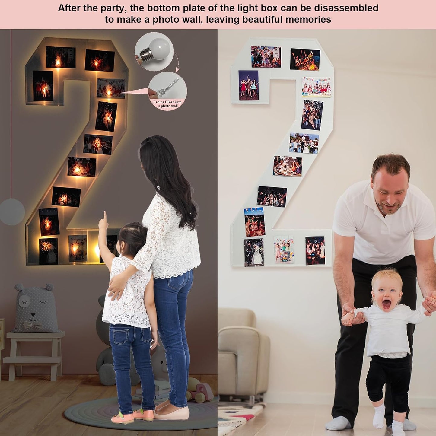 4FT Plastic Marquee Numbers 3 - Light up Numbers Are Made from Corrugated Plastic Board - Quick Assembly Without Tools, Disassembled Components Can Be Used for Photo Wall Decoration, Yard Sale Signs