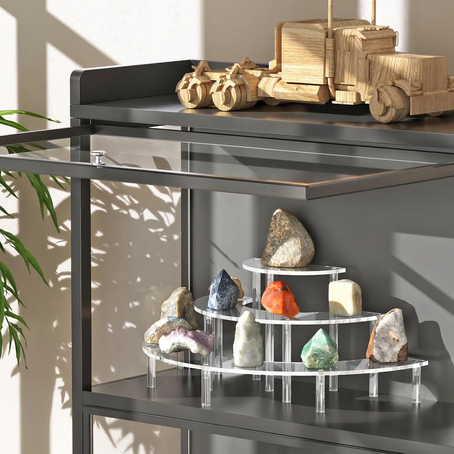 3 Tier Acrylic Display Risers 2 Pack, Half Moon Cupcake Stand, Clear Perfume Organizer, Dessert Stand for Display, Clear Display Stand for Food, Cupcake, Perfume, Collections