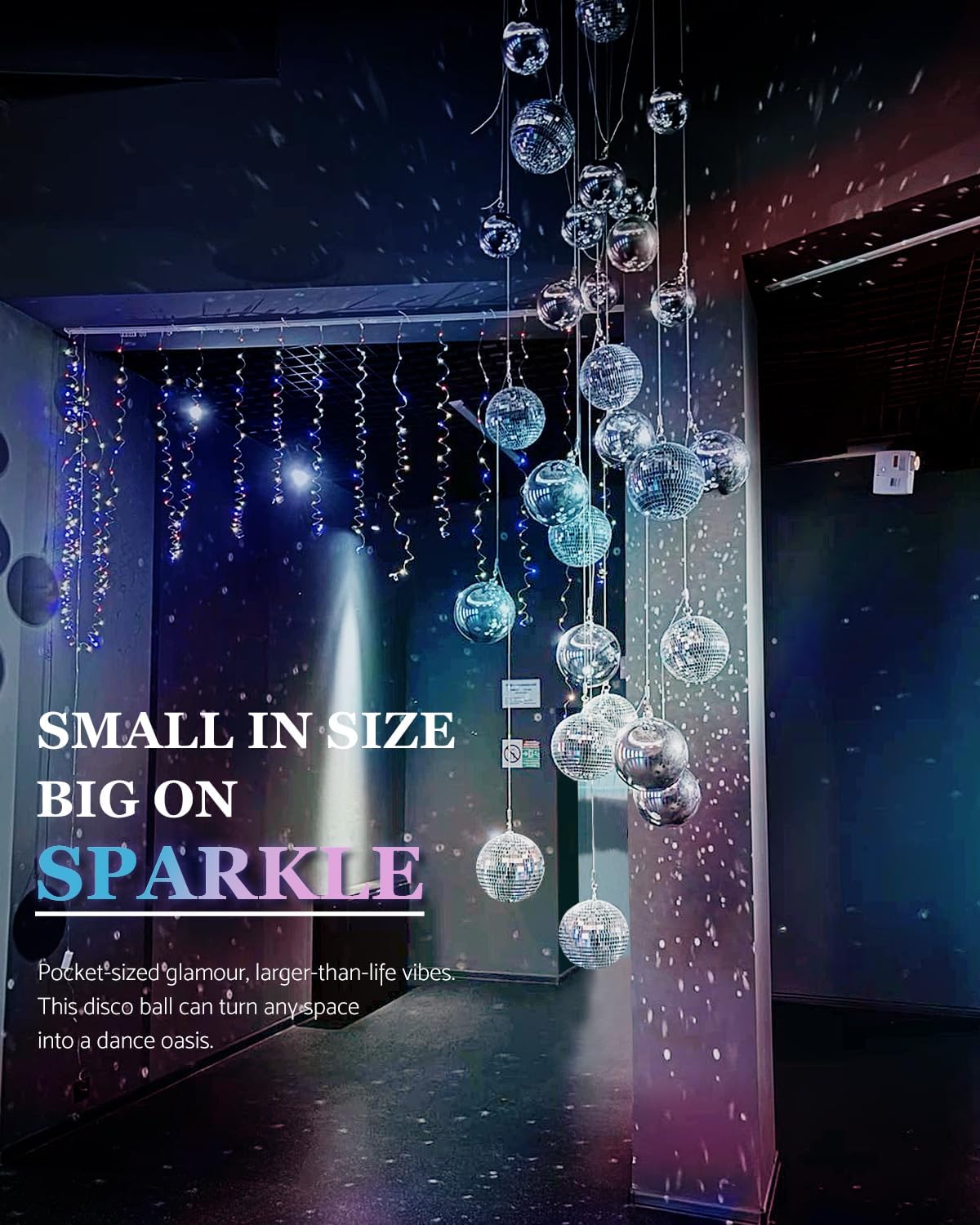 54PCS Mirror Disco Balls Set with 10m Fishing Line – Assorted Sizes Hanging Mini Silver Balls for Party, Wedding, Cake Toppers, Room & Classroom Decor
