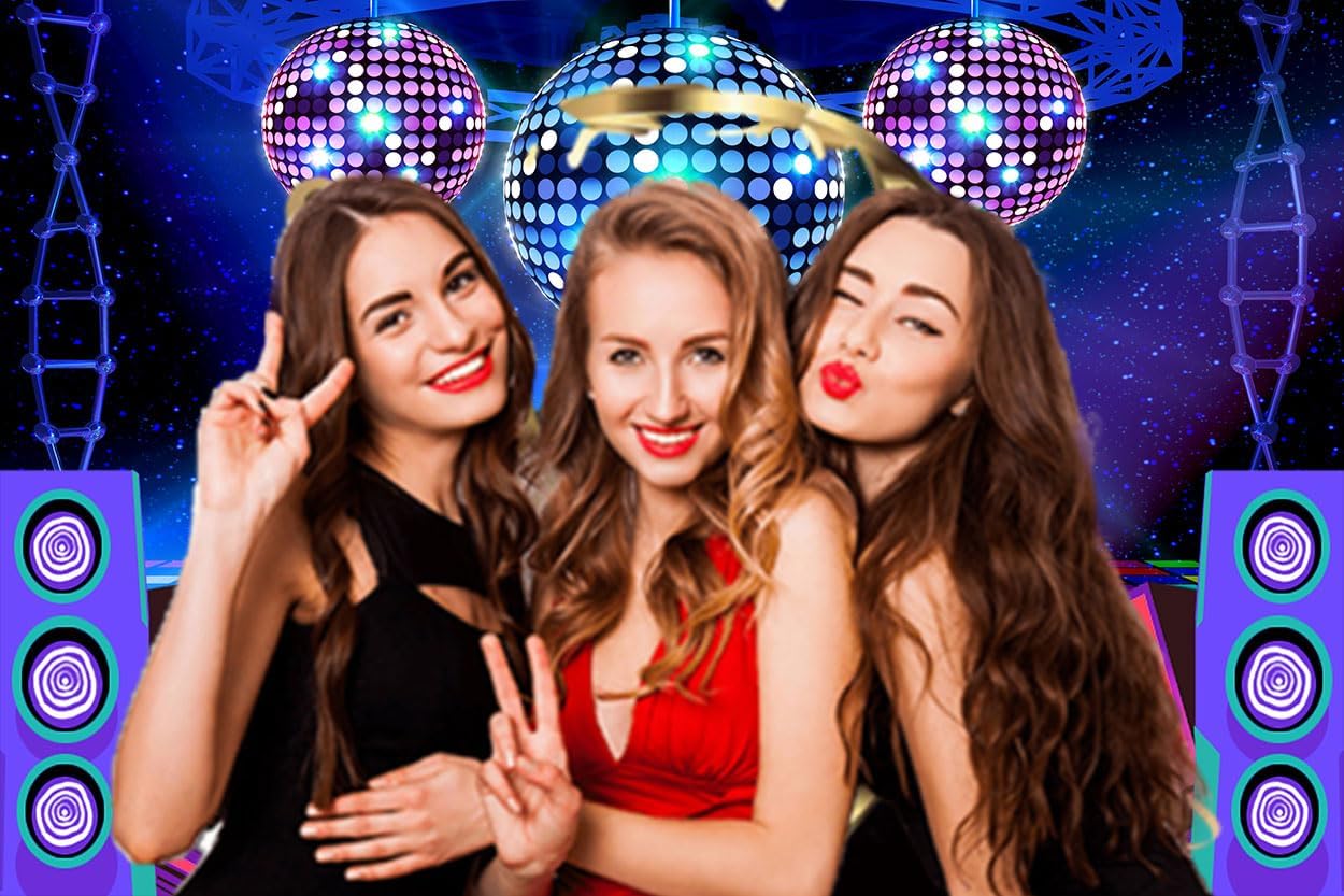 Disco Backdrop 7 x 5 ft Retro Glow Party 70s 80s 90s Theme Stage Dance Background Disco Party Decoration Disco Ball Banner Dance Backdrop for Birthday Party Prom Portrait Photo Props Polyester, Red