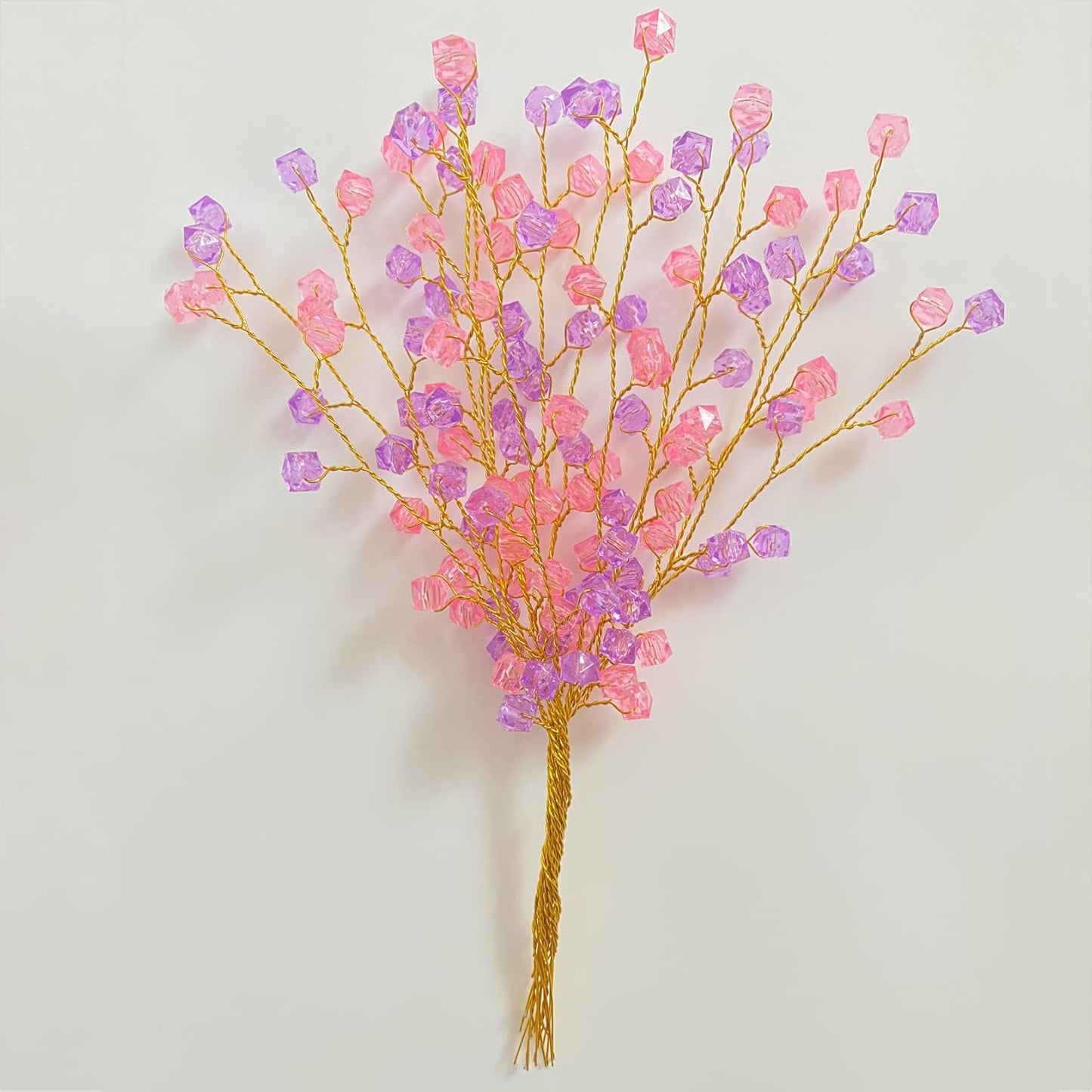 32PCS Crystal Artificial Flowers Bouquets Handmade Acrylic Flower Branches Fake Beaded Baby Breath Floral Crafts for Wedding Party Home Decor