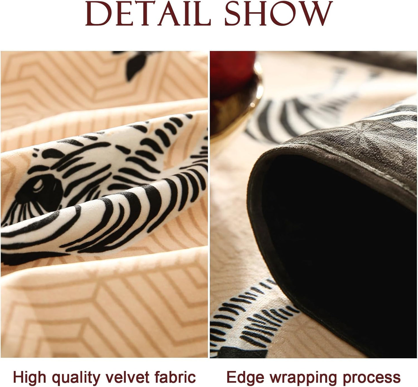 patdrea Designer Elegant Wild Animals Velvet Table Runner, Beige Brown with Zebra Texture Pattern Table Mat, Decoration for Kitchen Dining Coffee Table Cabinet Banquet Thanksgiving,12"*71"