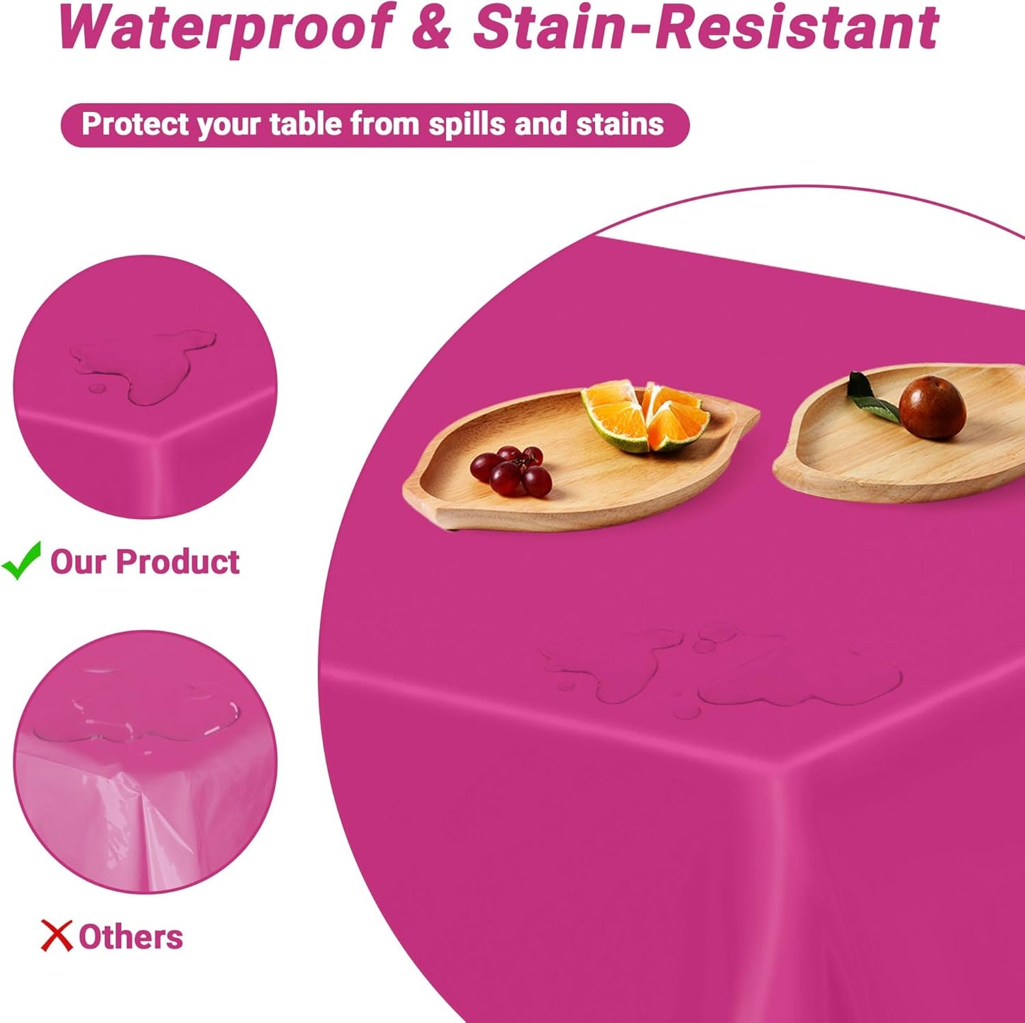 QZYL 4 PCS Rose Red Plastic Tablecloths for Rectangle Tables, 54 x 108 Inches Stain Resistant Table Cover of Baby Shower Decorations, Disposable Tablecloth for Parties, Weddings, Birthday Tablecloth