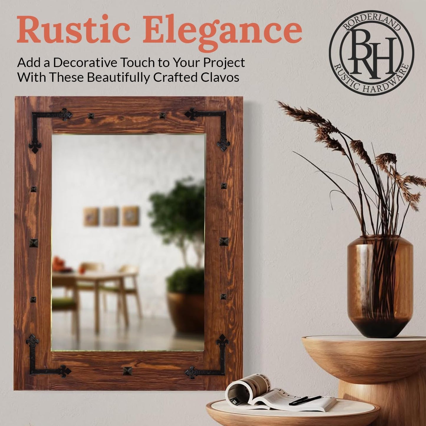 100 Pack 1.5" Square Head Iron Clavos Decorative Nails – Sealed Unfinished – Handmade Rustic Square Fasteners for Farmhouse Shutters, Faux Wood, Barn Doors, and Gates – Ornamental Wood Accent