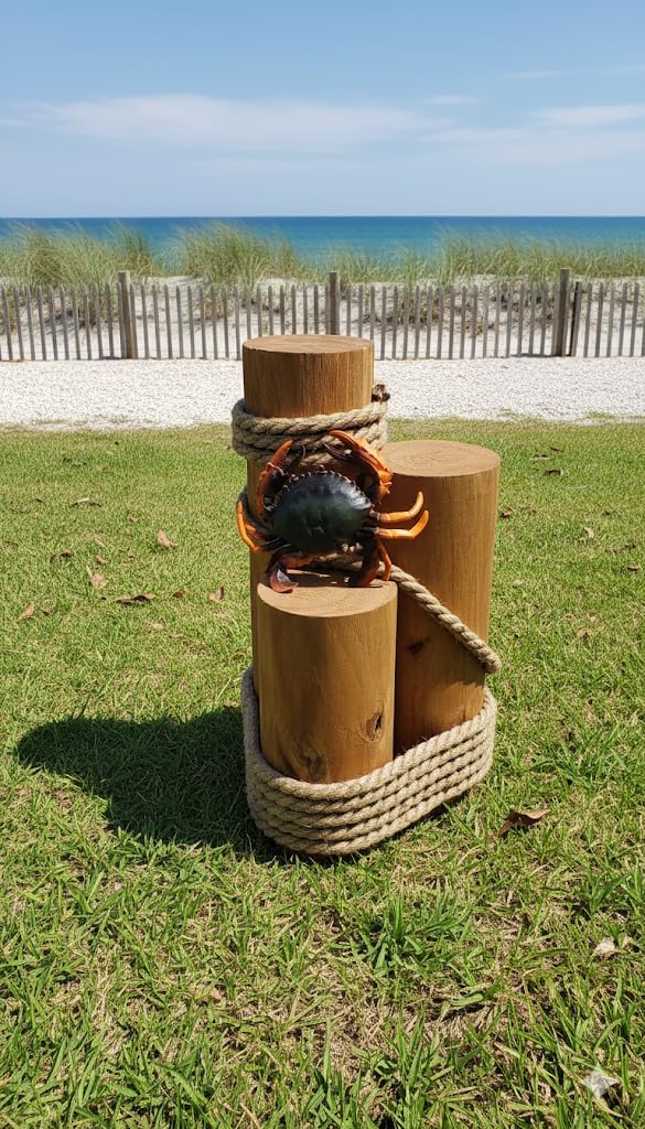 Set of 3 Nautical Wood Piling Decorations – Real Wooden Pier Posts for Coastal, Marine, or Nautical Decor - Huge 5” Diameter Stumps for Beach Home Decor