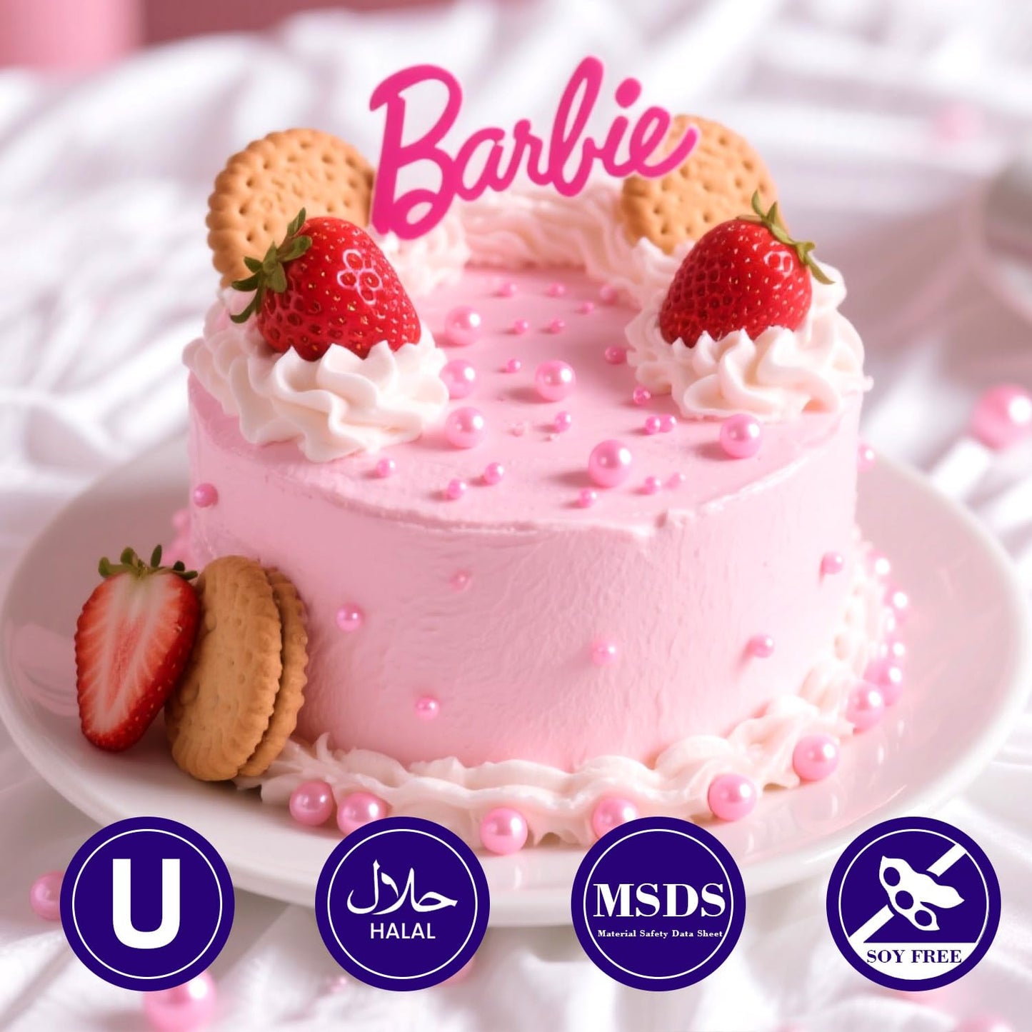 Dazzjoy Edible Pink Pearls Sugar Sprinkles, 150g/5.29oz, Pink Pearl Sprinkles for Cake Decorating, Cake Decoration & Cupcake Topper, Valentines Supplies