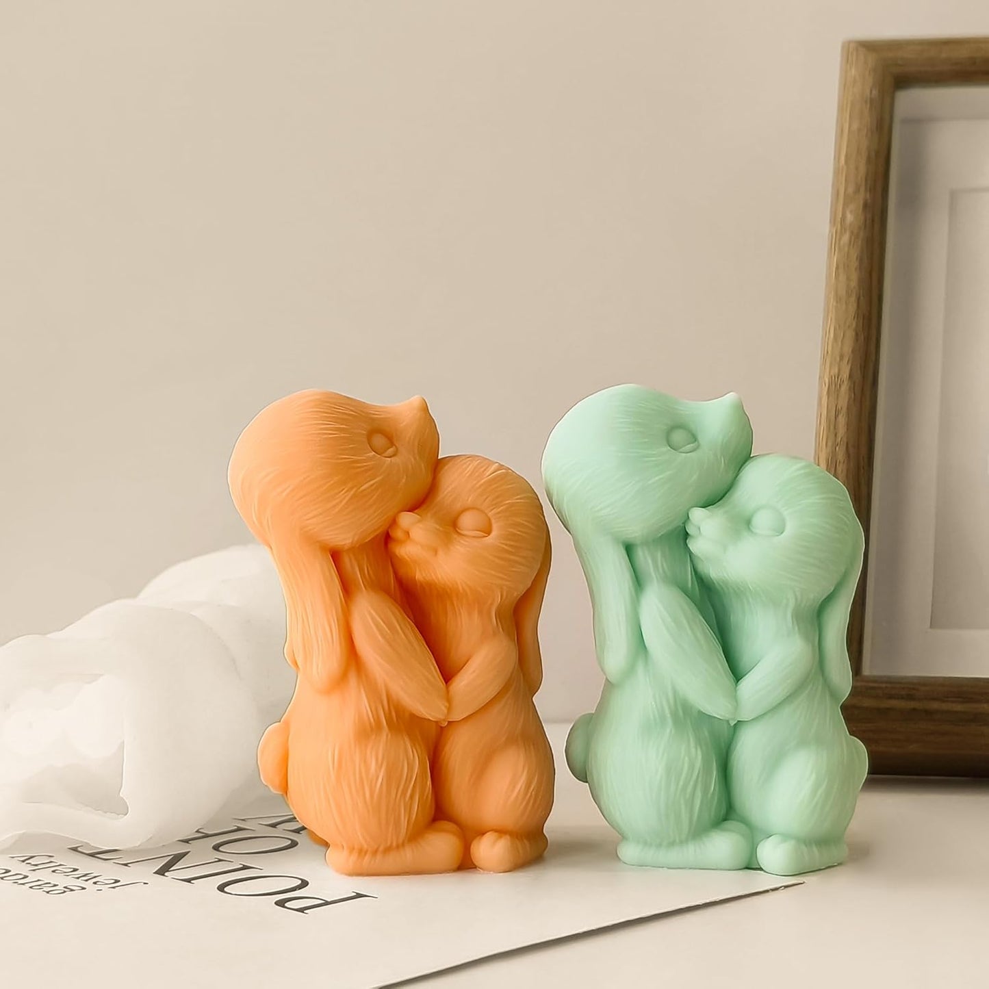 Couple Rabbit Candle Mold - Resin Casting Silicone Molds for Home Decor & Candle Making Wave Spiral Mold