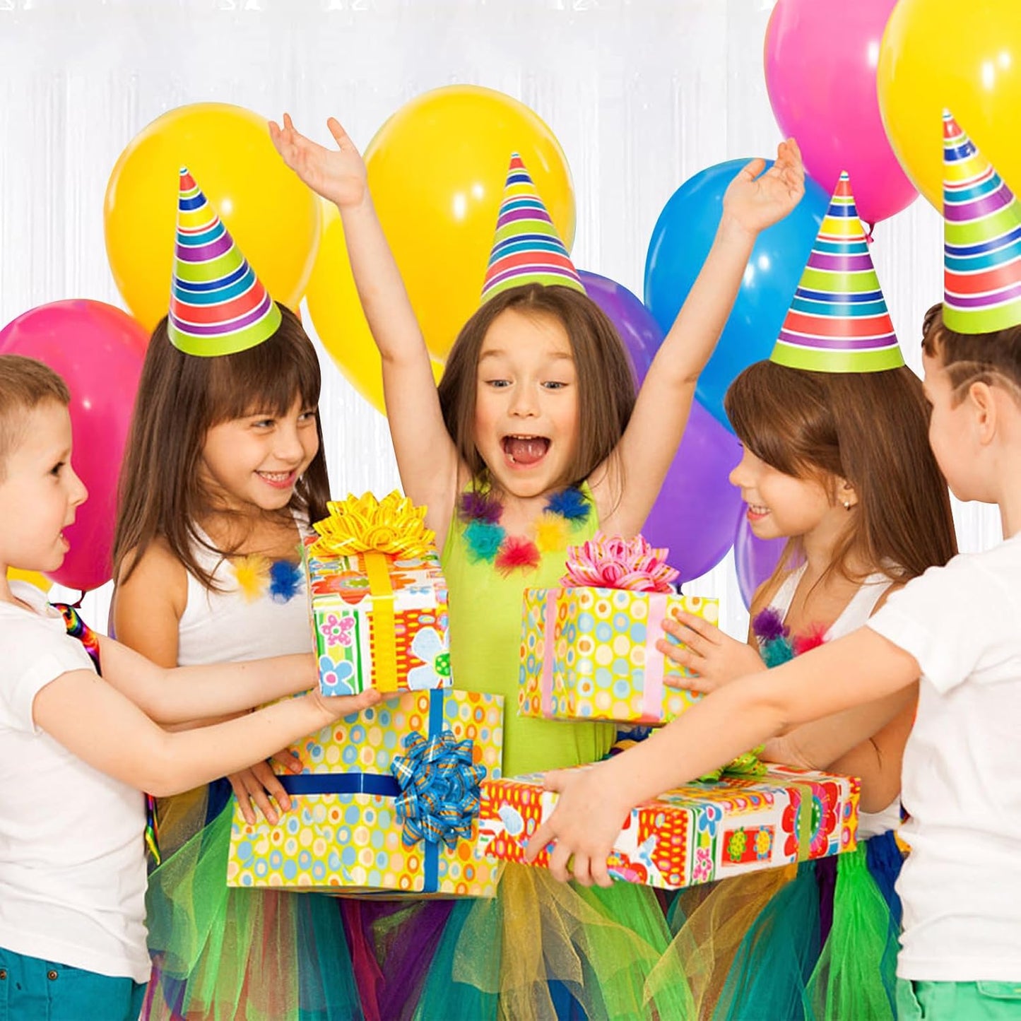 10 Pack White Backdrop Curtain 3.2ft x 8.2ft Metallic Tinsel Foil Fringe Curtains Photo Booth Background for Birthday Party Decoration Baby Shower Engagement Wedding Christmas Decoration (White)