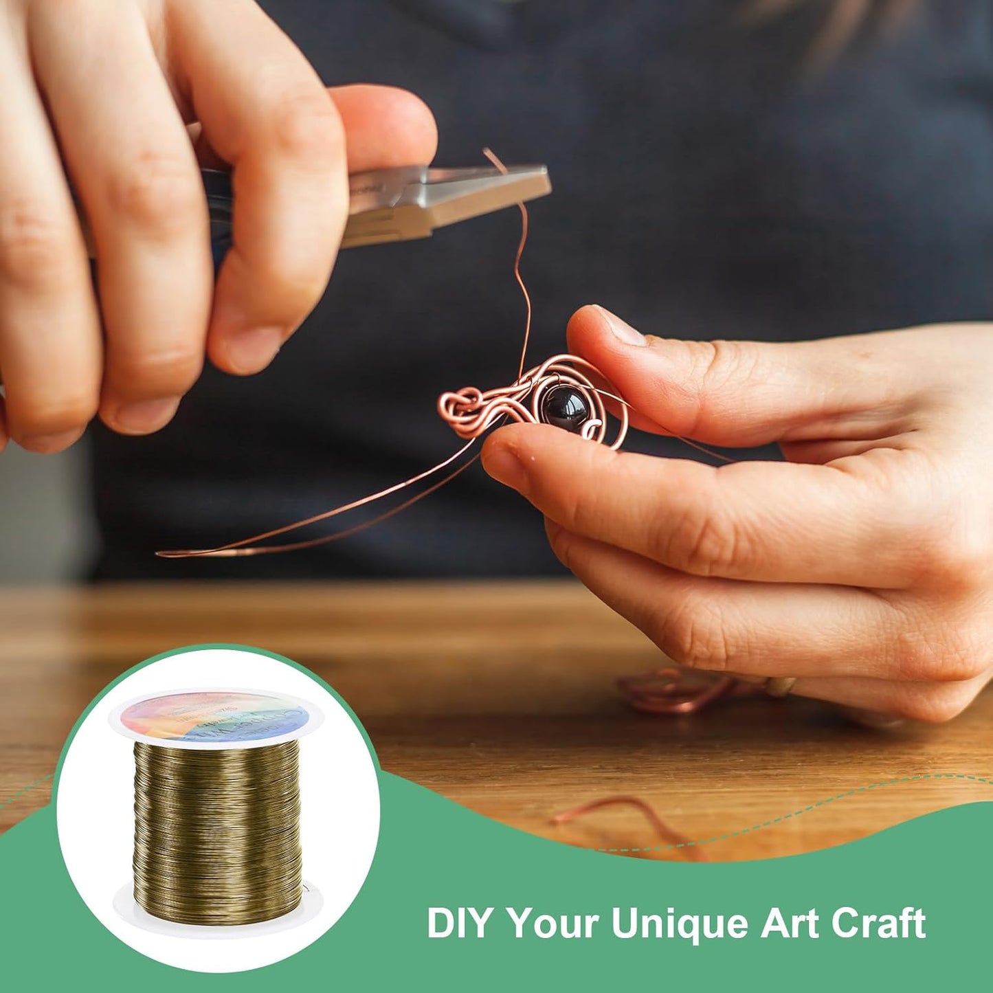 2-Rolls 0.3mm Jewelry Wire, 28 Gauge 328FT Craft Wire Copper Beading Wire for Jewelry Making/Planting/Weaving/DIY Crafting, Soft Metal Wires [100M, Bronze Tone]