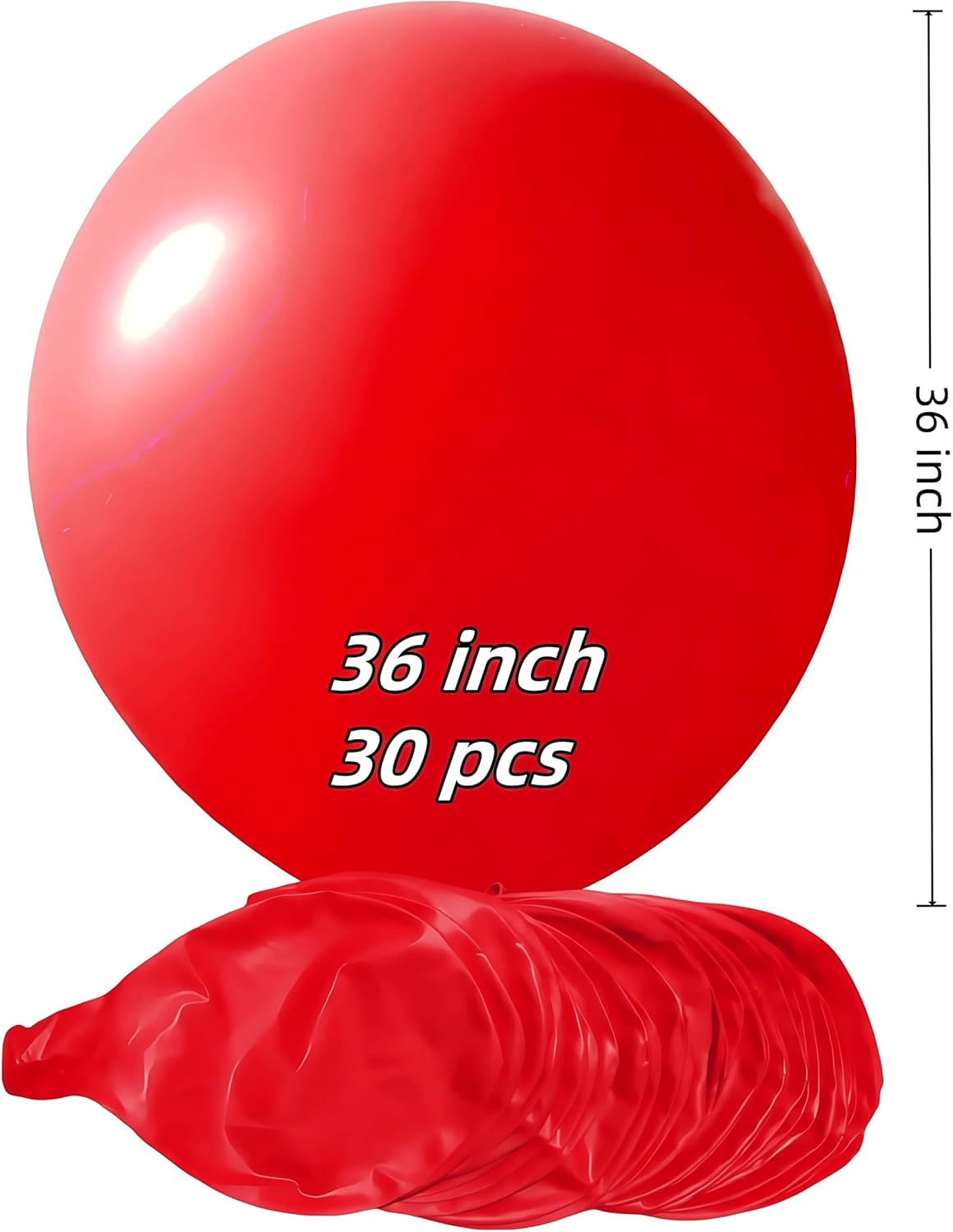 30 Pack Red Balloons 36 Inch Red Latex Party Large Balloon Bulk for Various Party Events Decorations