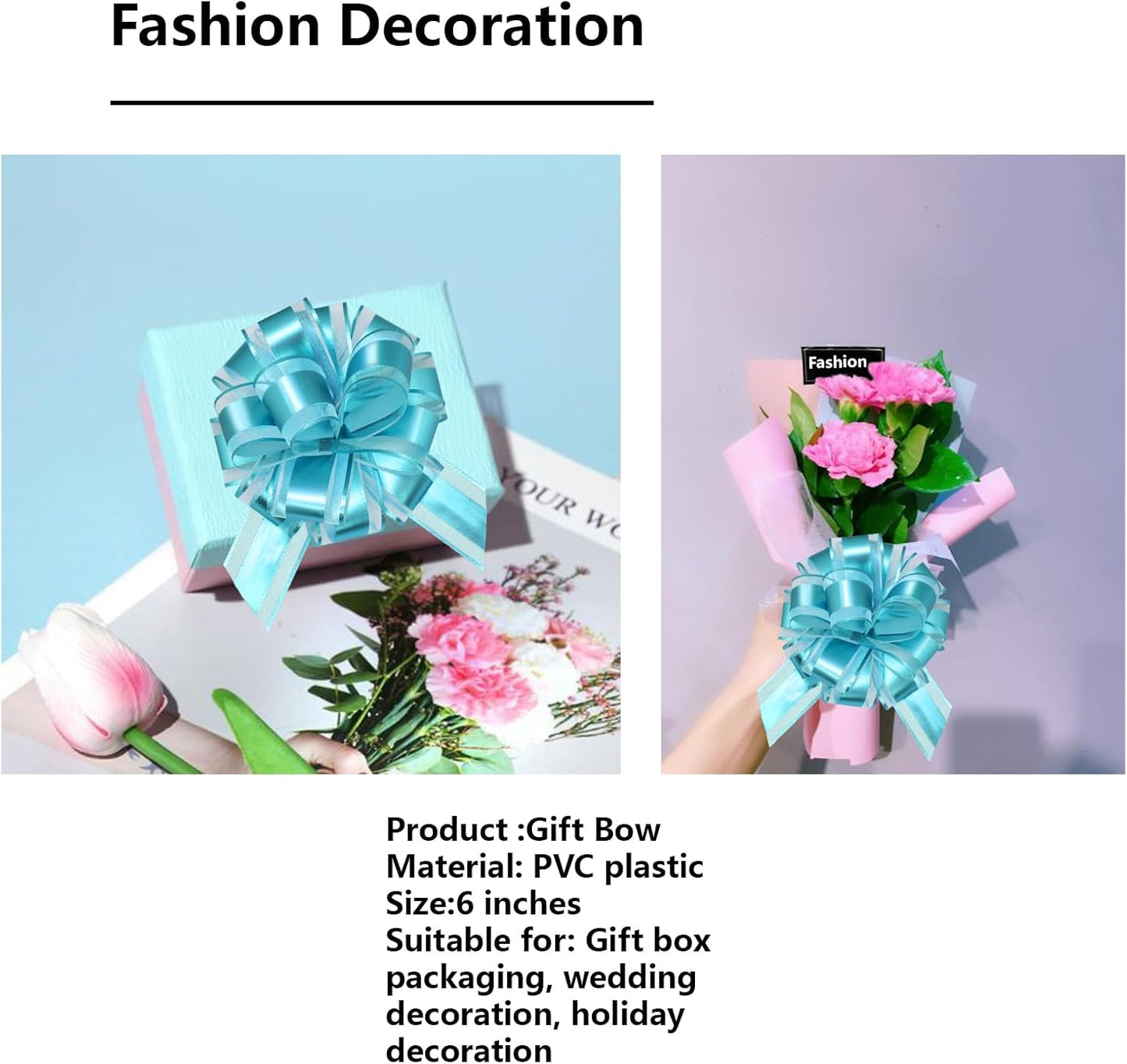 7 Pieces Large Pull Bows, 6 inche, Big Bow for Gift Wrapping, Christmas Party Birthday Gift, Wedding Baskets,Valentine's Day Gift Decorations, Flower Decoration (Light Blue)