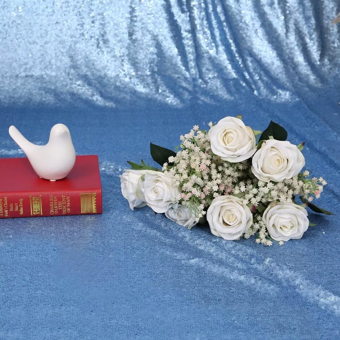 Eternal Beauty Baby Blue Sequin Backdrop, 8x10 Ft Glitter Background Curtains for Shimmer Photography Party Wedding Birthday Back Drop Decor