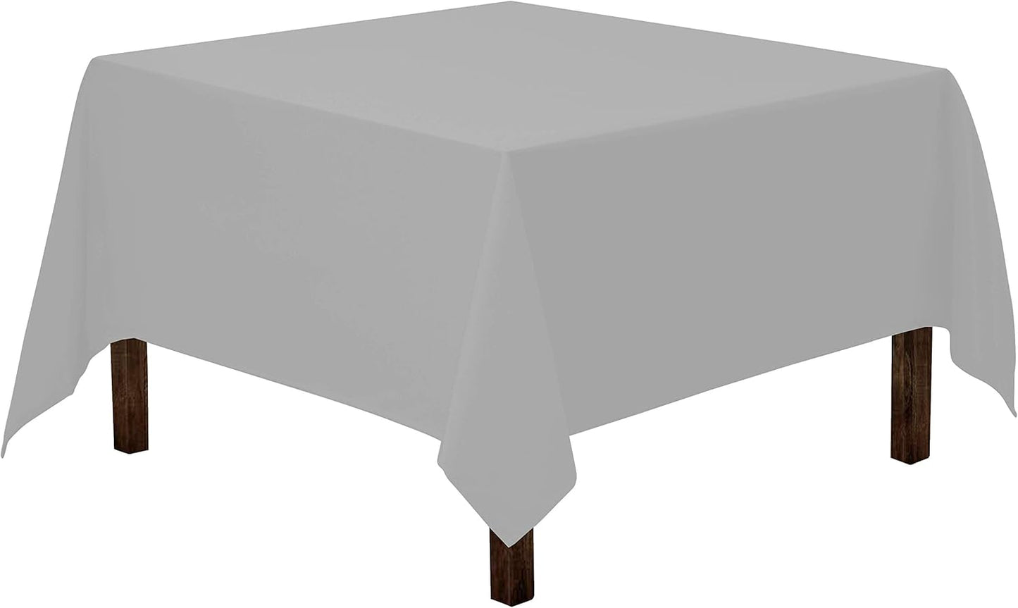 Gee Di Moda Square Tablecloth - 52 x 52 Inch Silver Table Cloth for Small Square or Round Tables - Heavy Duty Washable Fabric - for Buffet Table, Holiday Party, Dinner, Wedding & Baby Shower