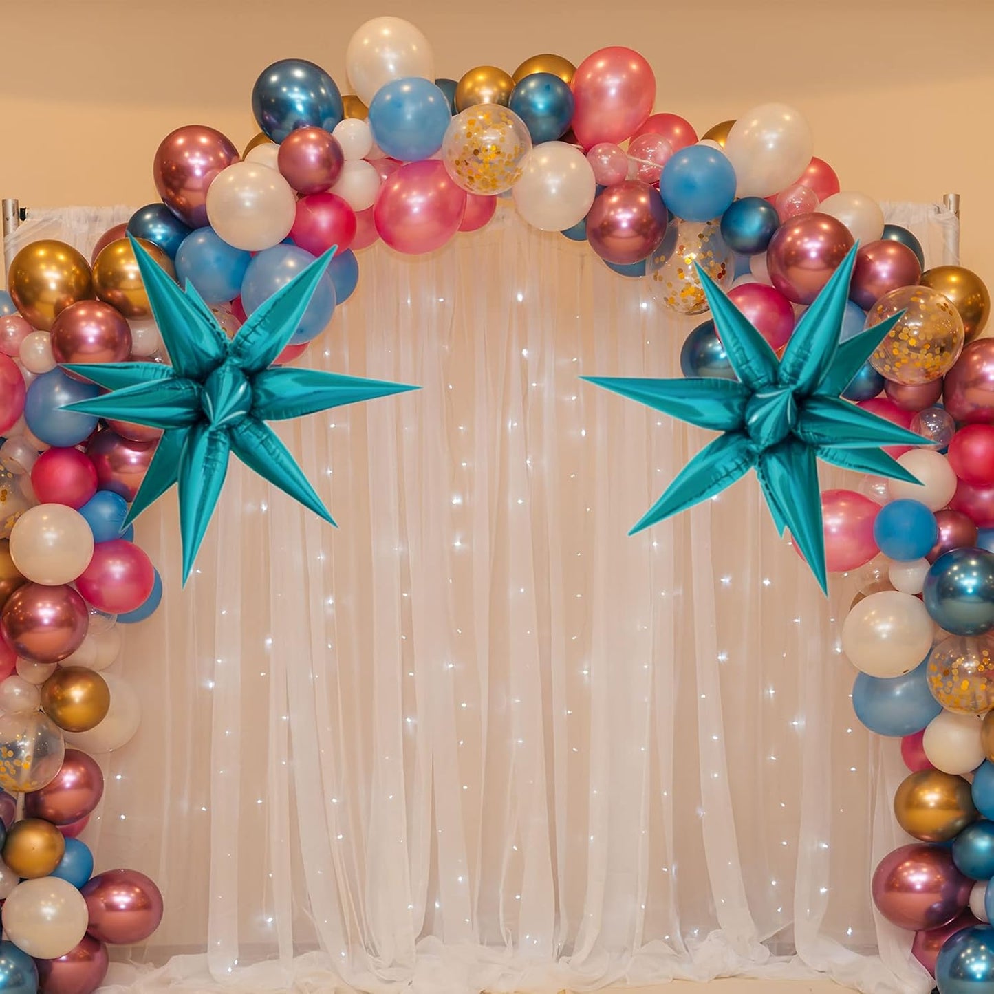 Tellpet Star Balloons Starburst Spike Shaped Balloon, 2pcs Large, Teal