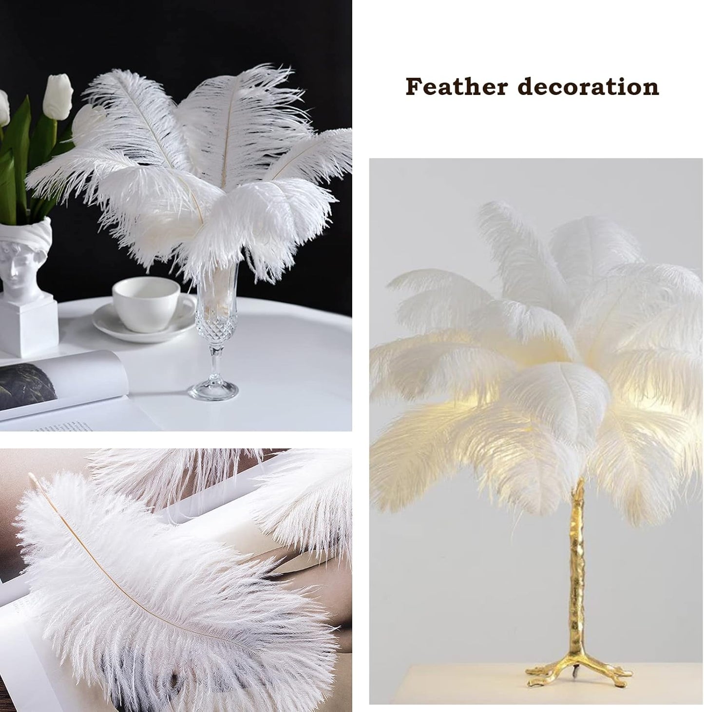 NEWONG 30pcs Mint Green Ostrich Feathers Natural Bulk 11-14inch(28-35cm) Vase Craft Wedding Home Party Centerpieces Christmas Day Decoration