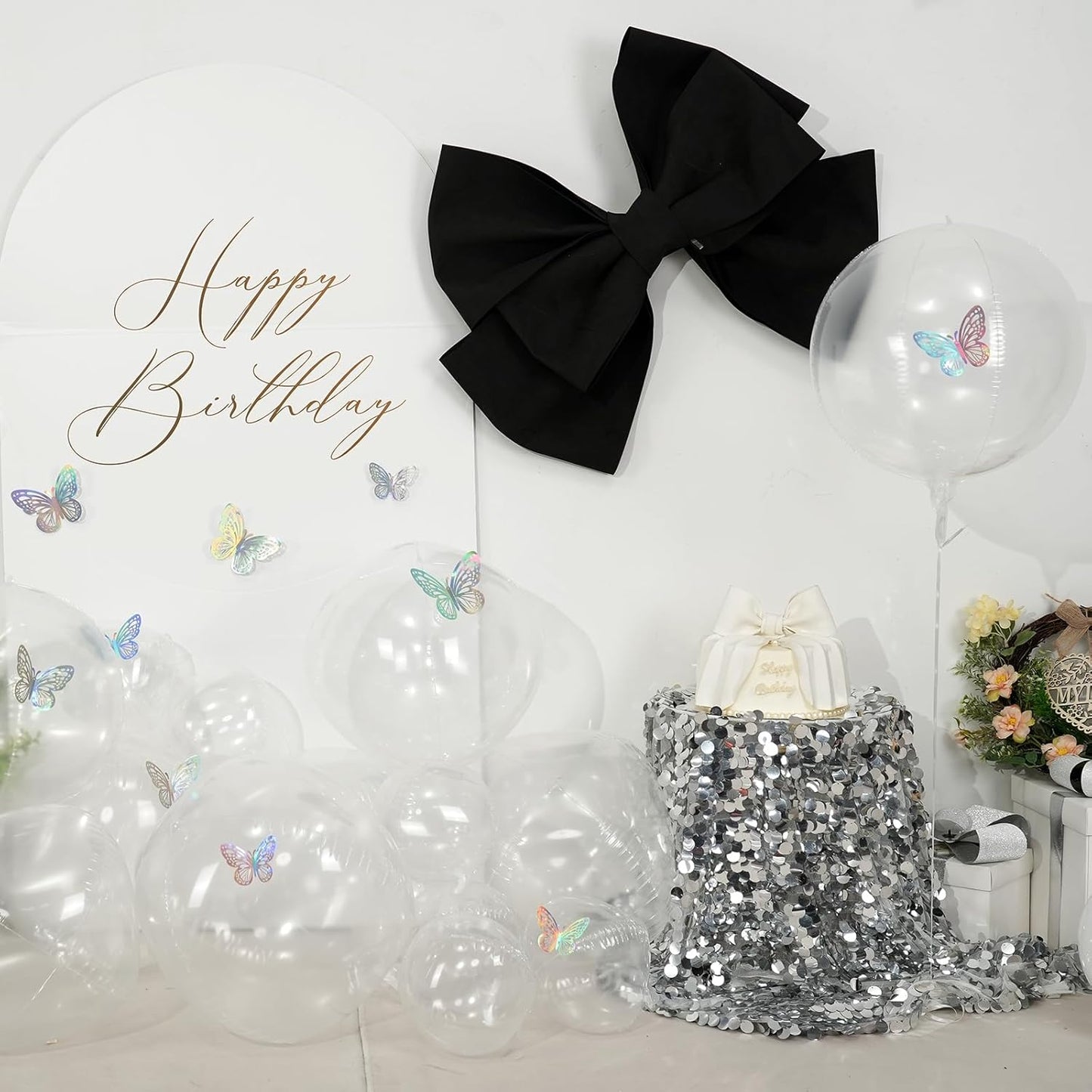 12Pcs Clear Round Foil Balloons, 22" 15" 10" 4D Helium Transparent Balloon, Clear Bubble Foil Balloon for Birthday Baby Shower Christmas Wedding Anniversary Disco Prom Bobo Party Decorations