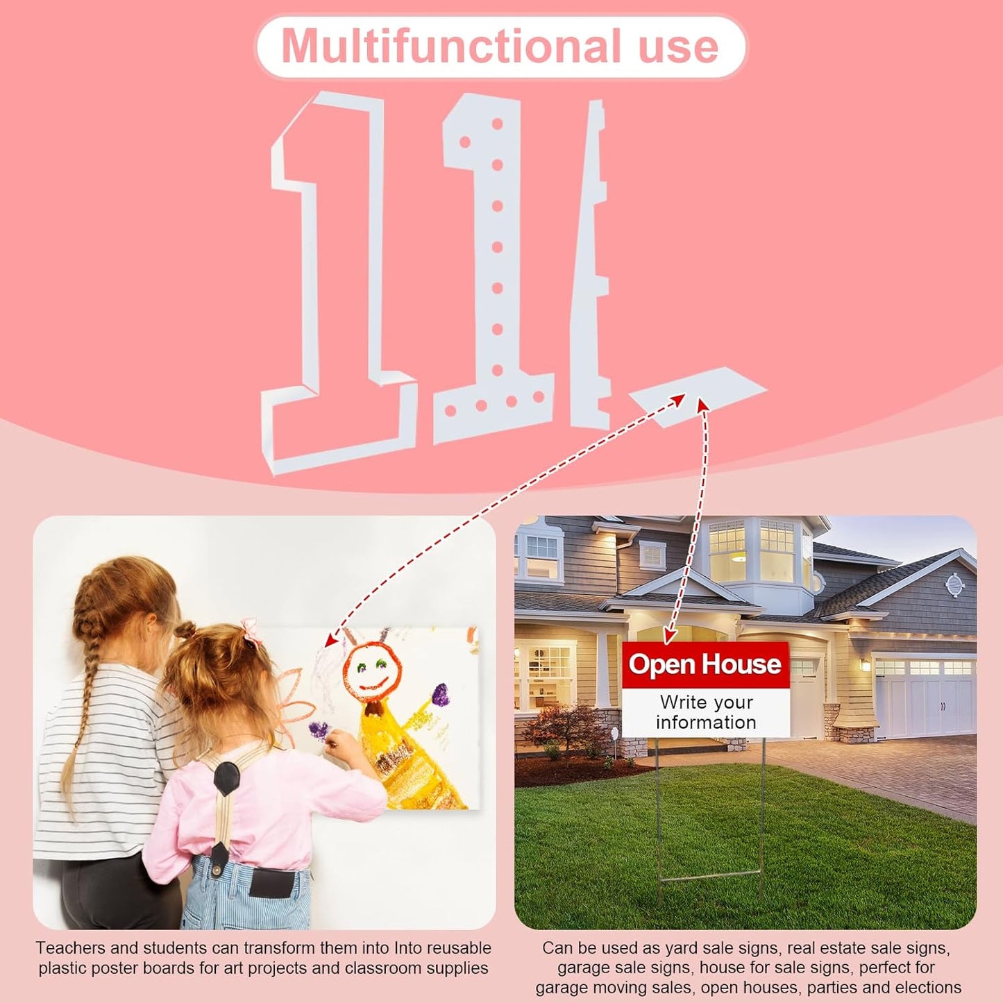 4FT Plastic Marquee Numbers 6 - Light up Numbers Are Made from Corrugated Plastic Board - Quick Assembly Without Tools, Disassembled Components Can Be Used for Photo Wall Decoration, Yard Sale Signs