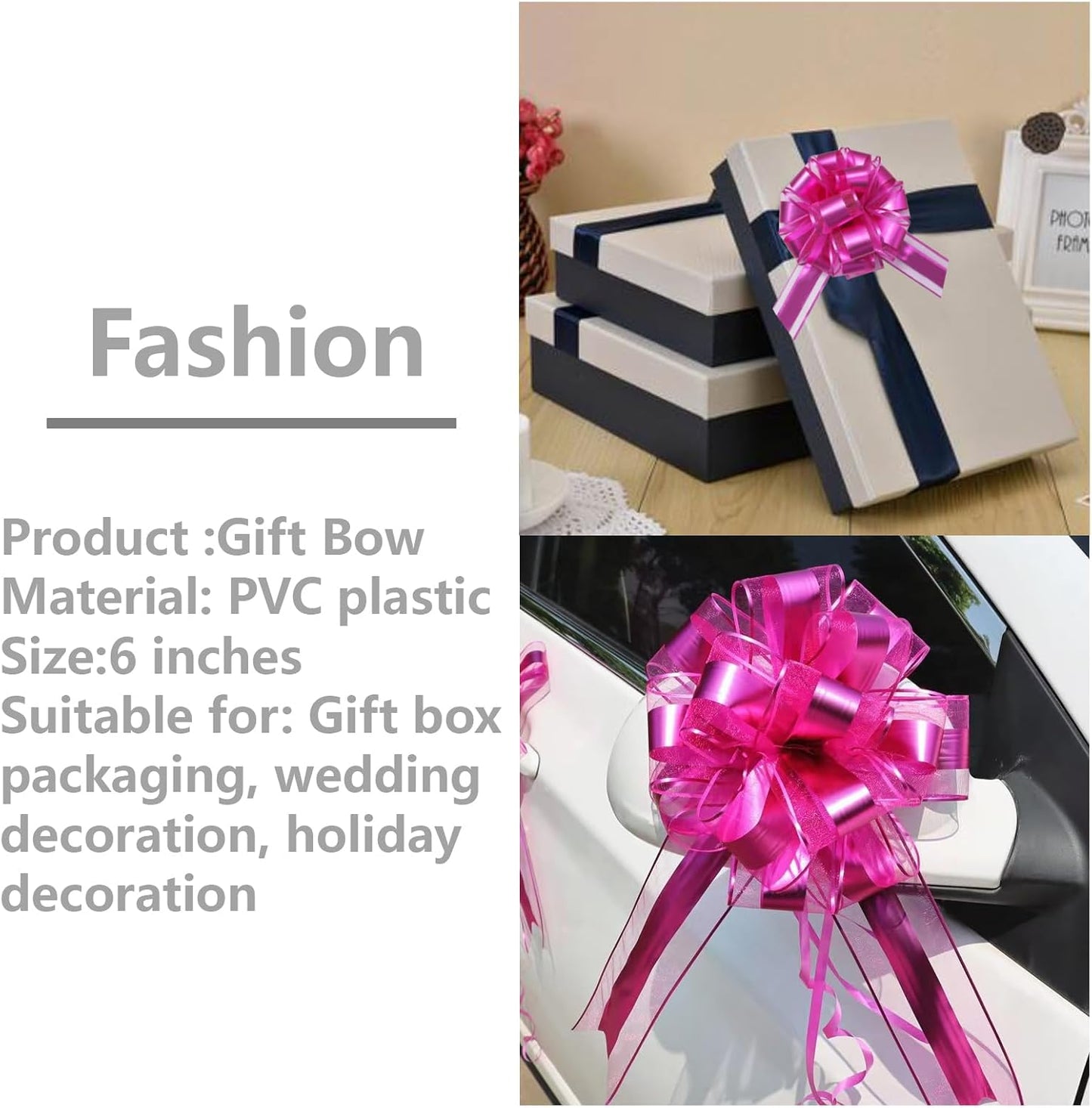 7 Pieces Large Pull Bows, 6 inche, Big Bow for Gift Wrapping, Christmas Party Birthday, Wedding Baskets,Valentine's Day Gift Decorations, Flower Decoration (Rose Red)