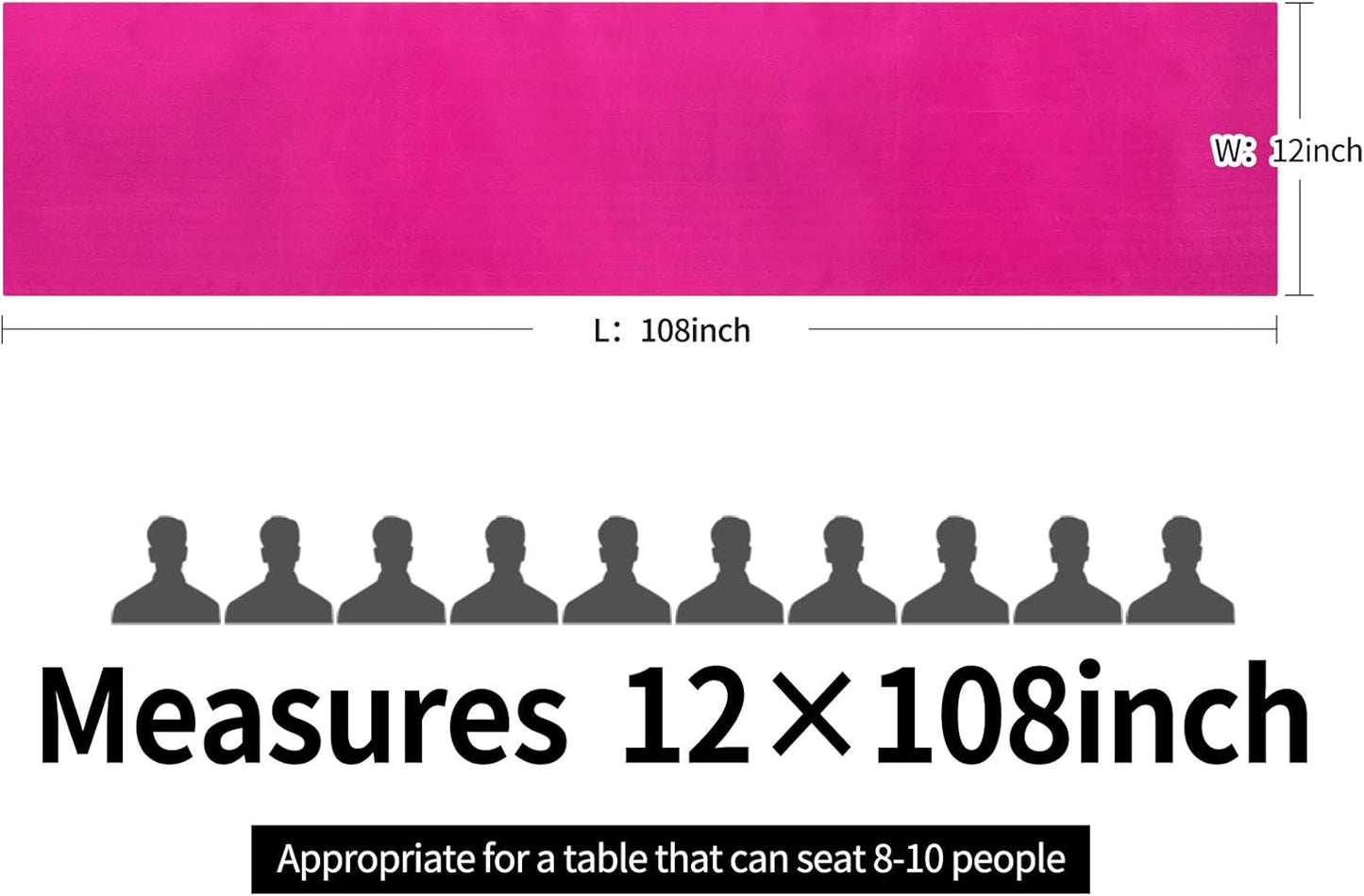 10-Pack Satin Table Runner Fuchsia 12 x 108 inches Long, Table Runners for Wedding, Birthday Parties, Banquets Decorations（10 Pack, 12x108 Inch, Fuchsia）