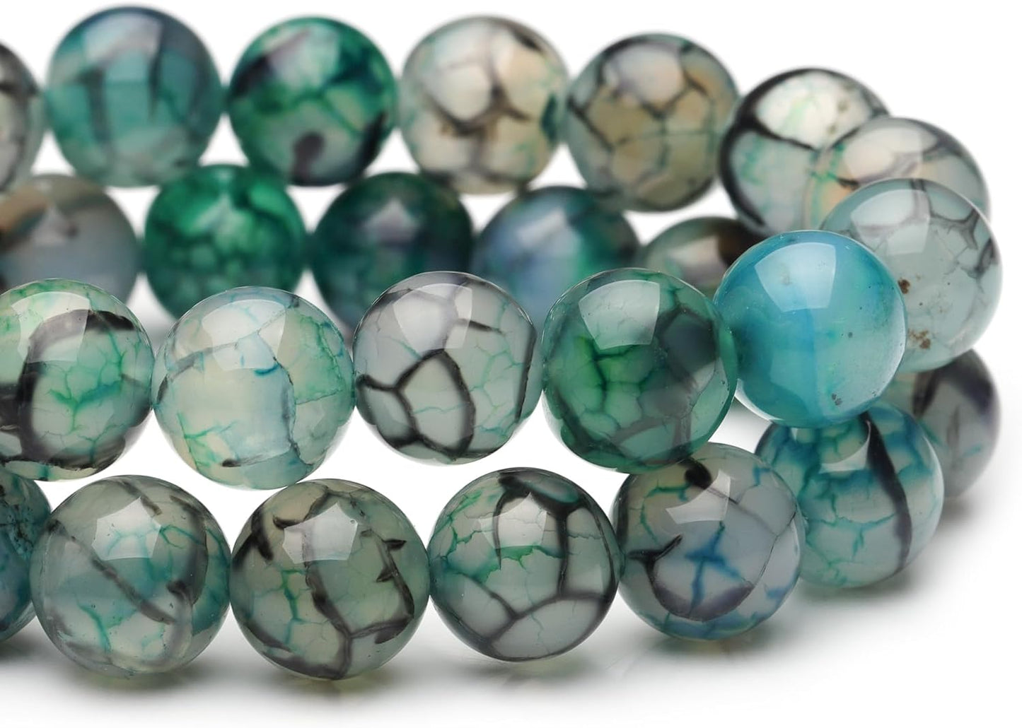 8mm Natural Stone Beads for Jewelry Making,Dragon Vein Agate Polished Smooth Round Gemstone Beads for Bracelet Necklace 15 Inch