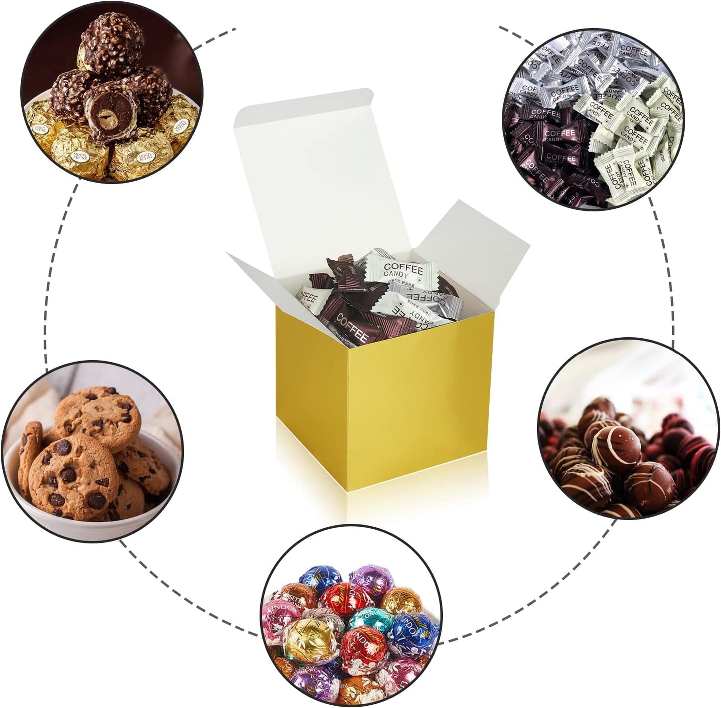 100 Pack Small Gift Boxes, 2x2x2 Inches Favor Boxes Gold Paper Gift Boxes with Lids for Presents, Crafting, Cupcake Boxes, Gifts, Candy Boxes for Wedding Party Bridal Shower Baby Shower Favors