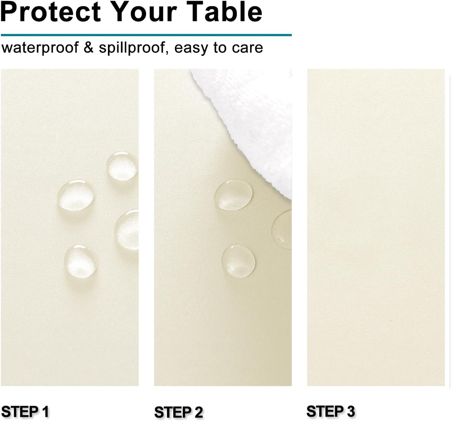 Hiasan Champagne Tablecloth for Rectangle Tables - Waterproof and Spillproof Washable Fabric Table Cloth for Dining Room Kitchen Party, 60 x 102 Inch