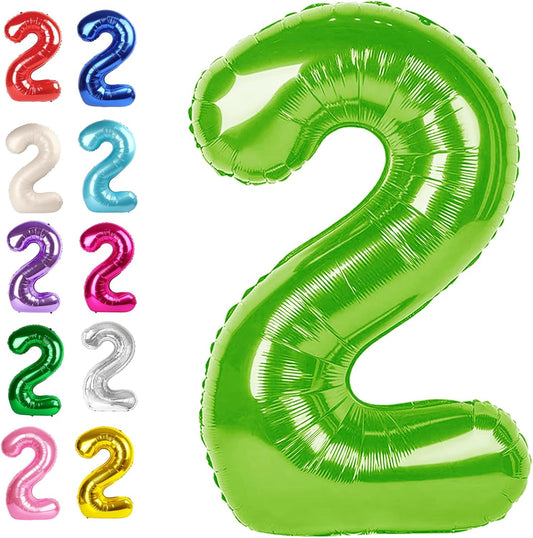 Big 40 Inch Light Green 2 Number Balloon Birthday Decoration, 2026 Light Green Number 2 Helium Balloons 12 20 22 23 24 26 28 32 42 Celebration, Boy Girl Baby Anniversary Party Graduations Supplies
