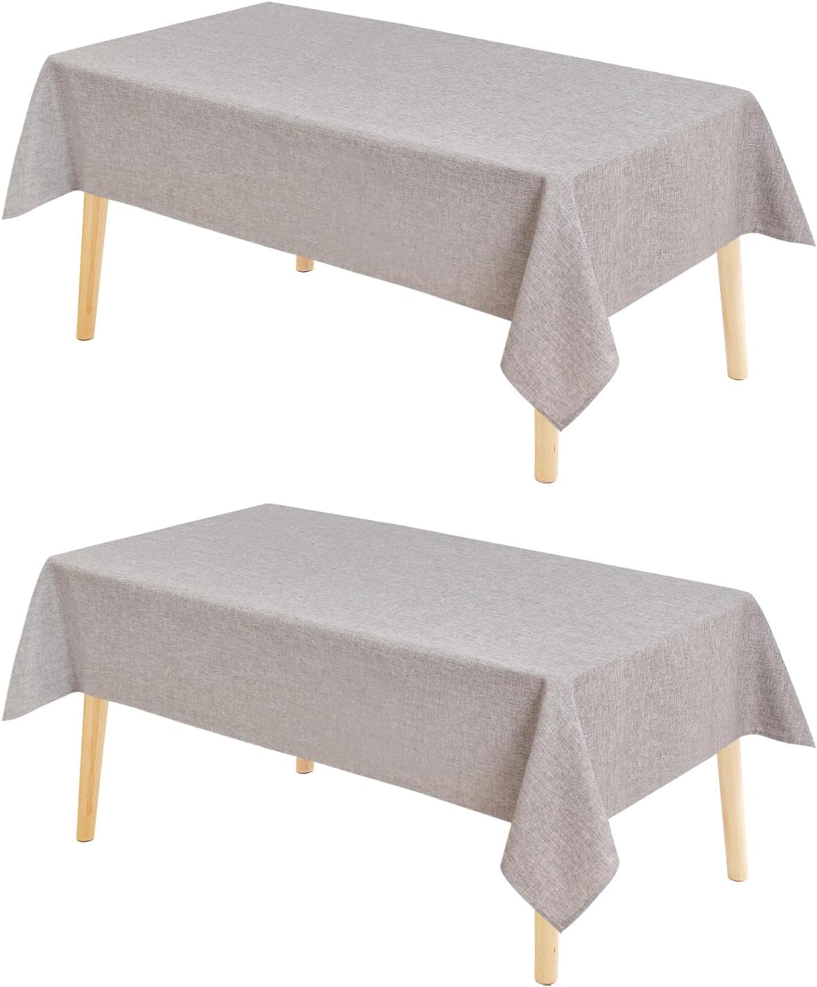 Hiasan 2 Pack Faux Linen Square Tablecloth - Wrinkle and Stain Resistant Washable Table Cloth for Kitchen Dining Room Holiday Table Cover for Party Dinner, Stone, 30 x 30 Inch