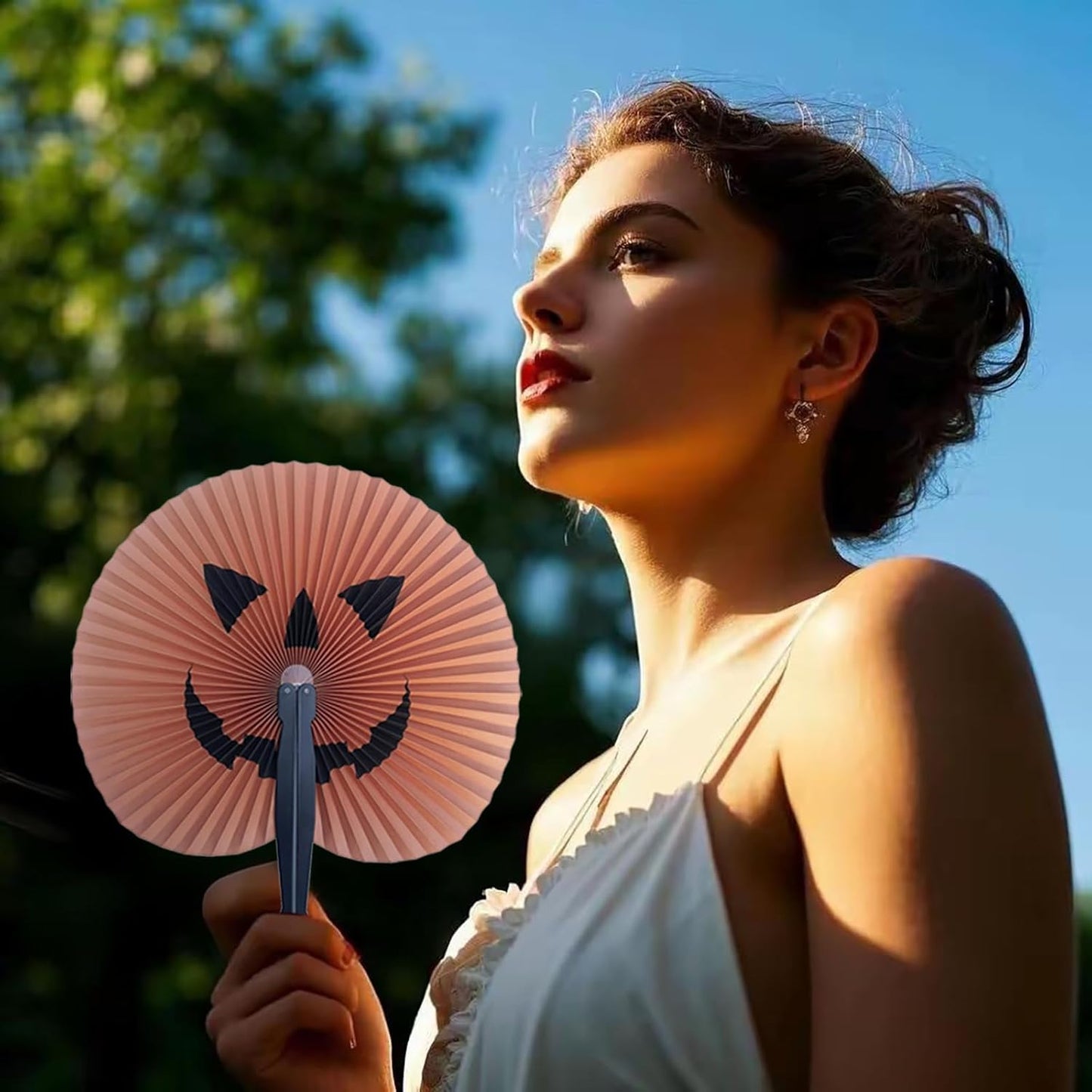 20 Pack Halloween Party Decoration Handheld Folding Paper Fan Bulk Set for Halloween Party Supplies Halloween Party Favor