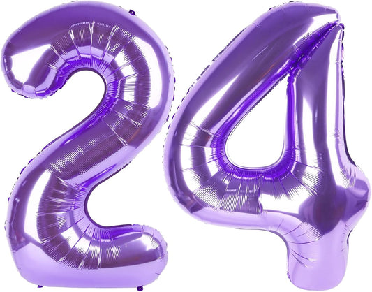 Purple Number 24 Balloon 40 Inch Birthday Decorations, Number 24 Balloon Birthday Party Decoration, Anniversary Decorations Graduations Party Supplies
