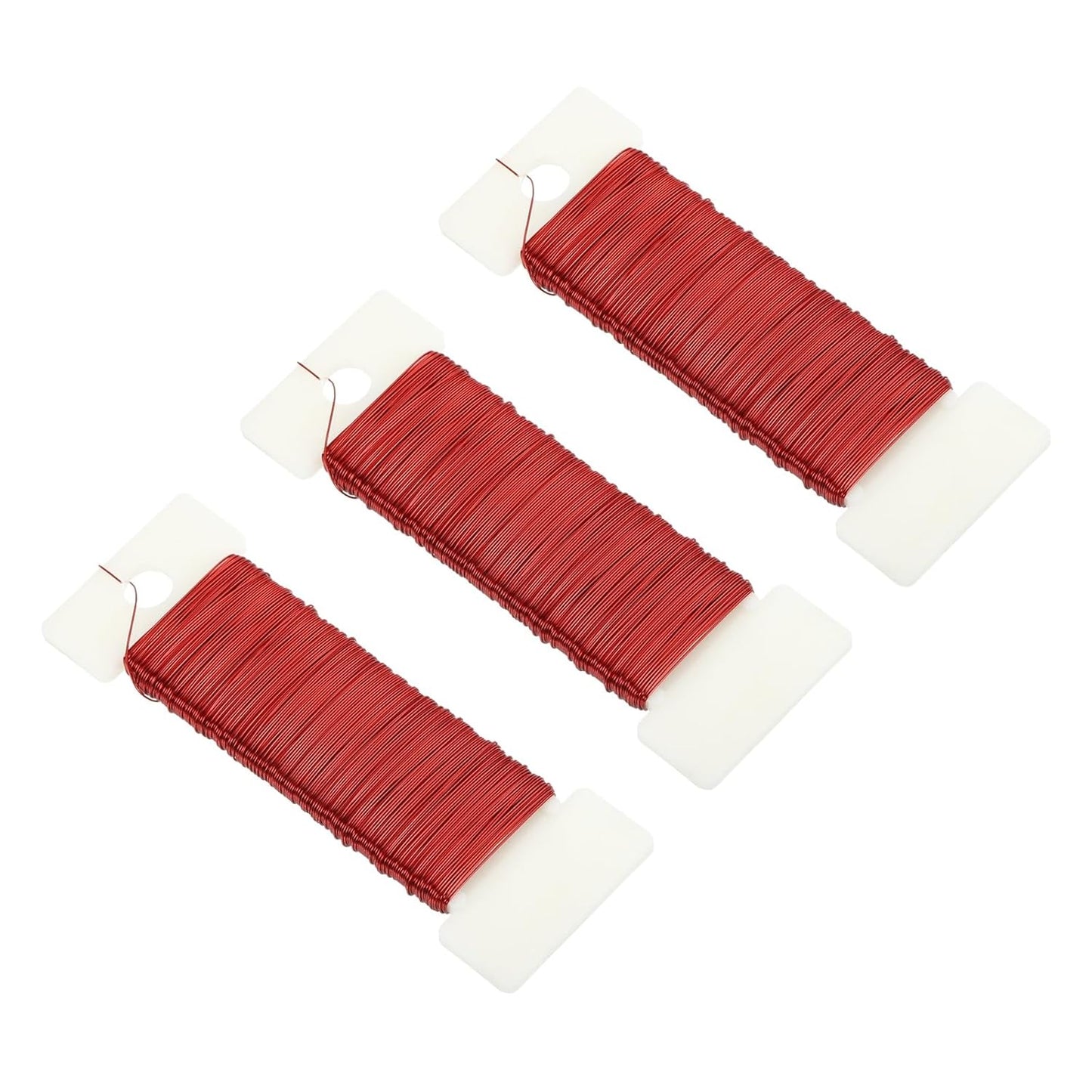 MECCANIXITY 114 Yards/345 Feet 27 Gauge Metal Floral Wire Red Flexible Paddle Thin Floral Wires for Craft, Christmas Wreath, Flower Arrangement, Wedding, Total 3 Roll