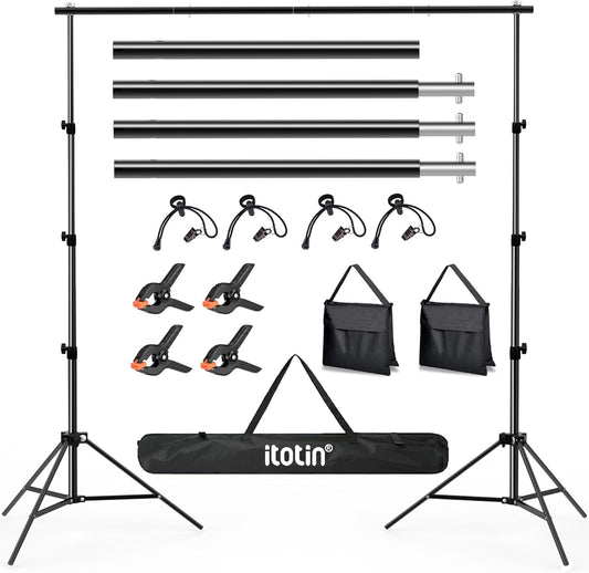 Photo Backdrop Stand, 10x9ft(WxH) Adjustable Photography Backdrop Stand, Aluminum Alloy Studio Photo Background Stand Support System for Party, Wedding, Photography, Advertising Display