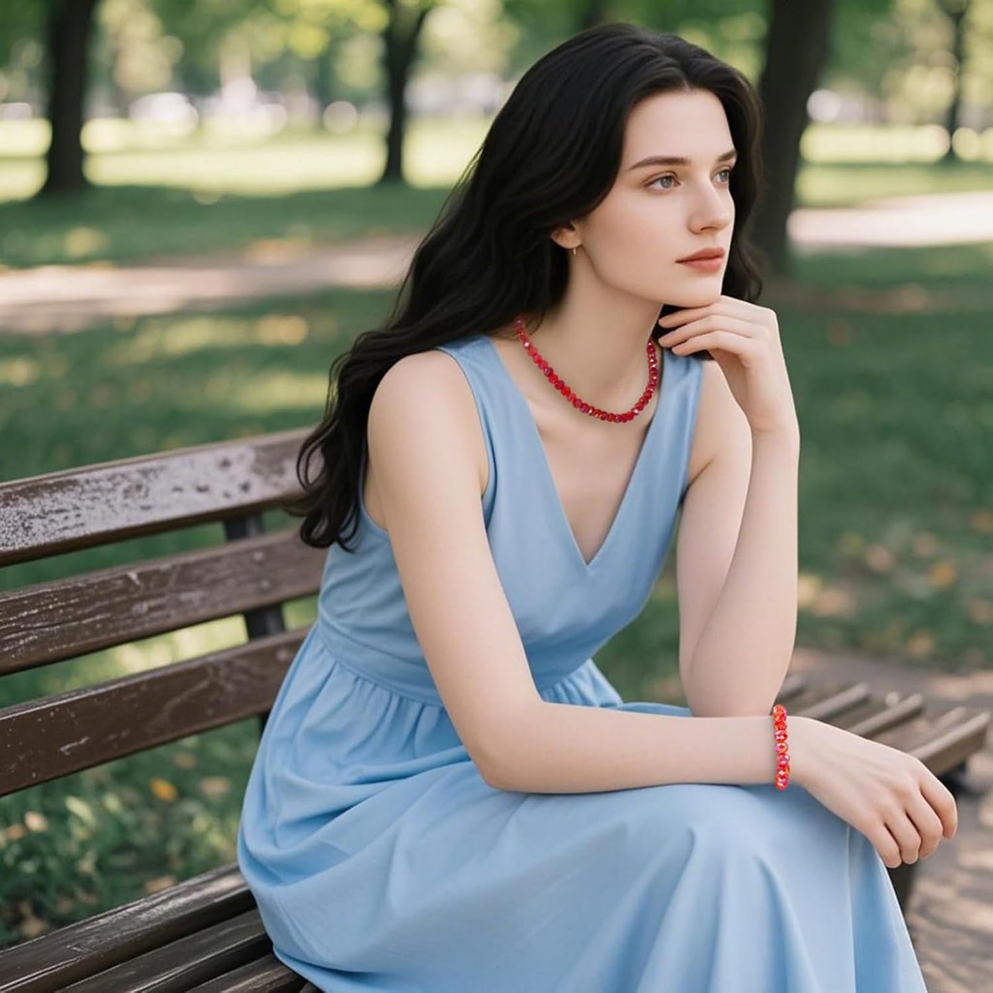 500Pcs 6mm Crystal Glass Beads for Jewelry Making Beads for Bracelets Necklace Pendants Making Supplies(Red)