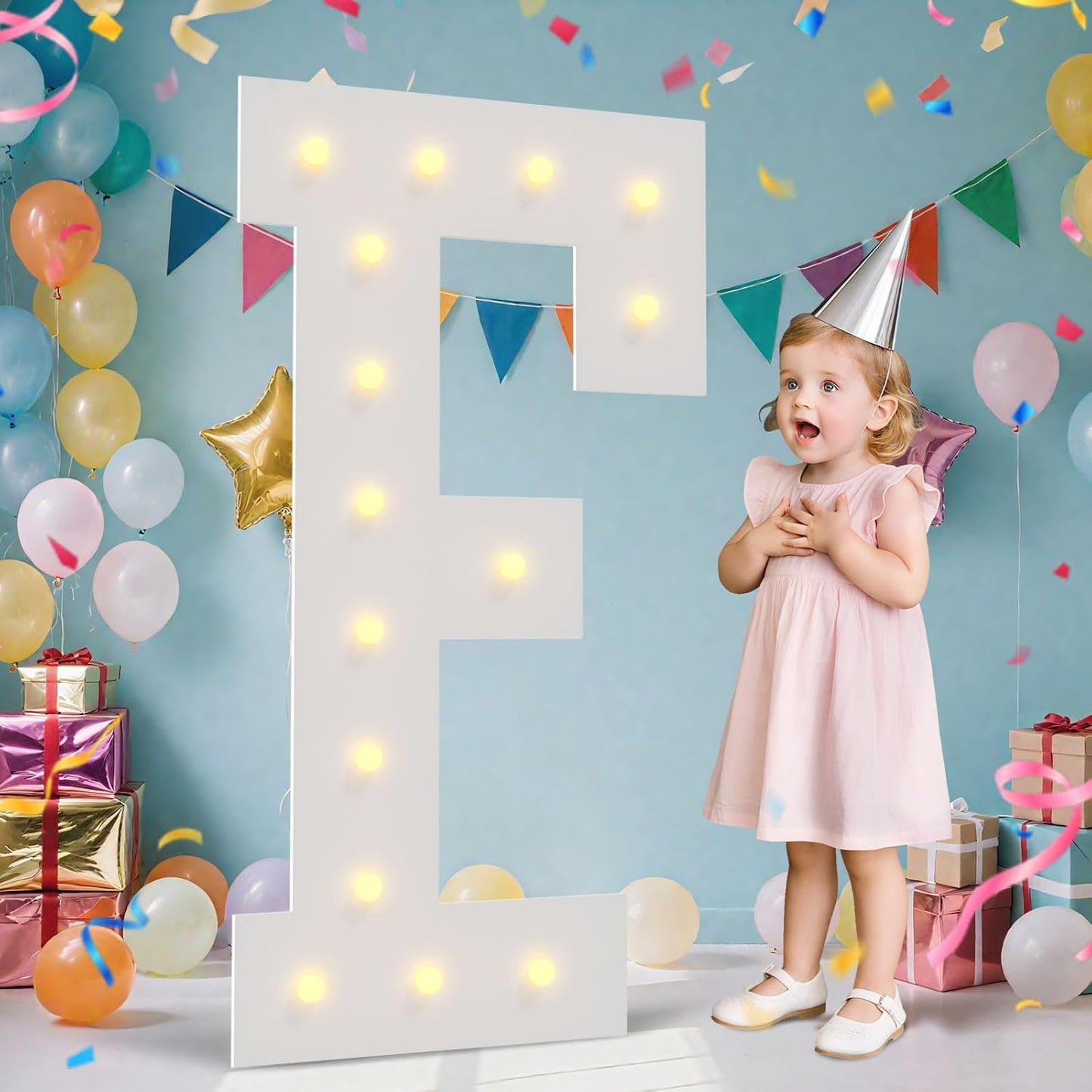 4FT Marquee Light Up Letters - Large Marquee Letters 4 Feet Tall for Birthday Party Decorations, Big Letter for Wedding Event Marry Me Baby Shower Bridal Shower, Letter F