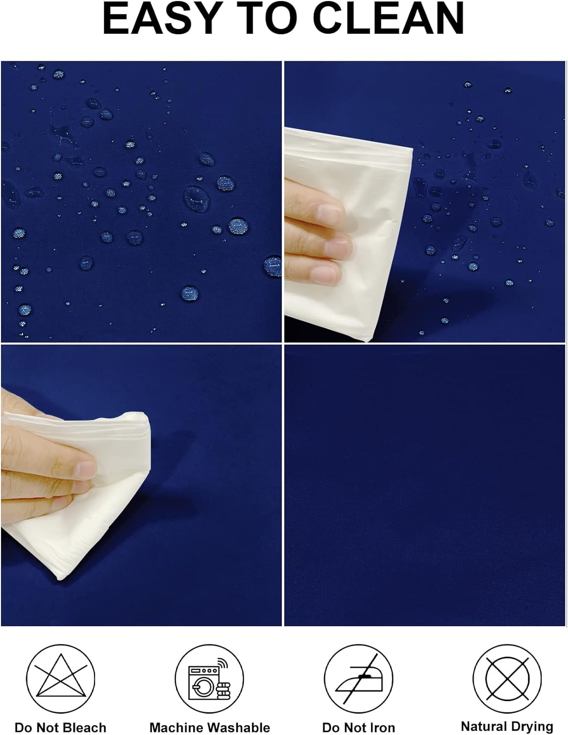 Fokitut 2 Pack Waterproof Rectangle Tablecloth, 60x120 Inch,Stain Resistant and Wrinkle Polyester Table Cloth, Fabric Table Cover for Kitchen Dining, Wedding, Party, Holiday Dinner-Royal Blue