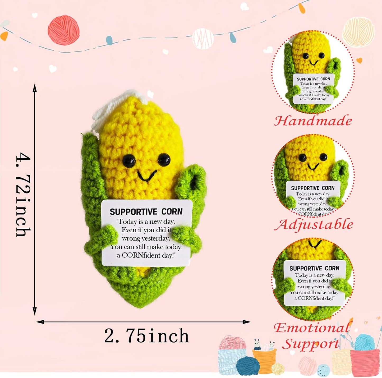 Emotional Support Crochet Corn,Lovely Gift for Friends,Mom,Dad,Grandpa,Grandma,Colleagues,Home Office Decoration