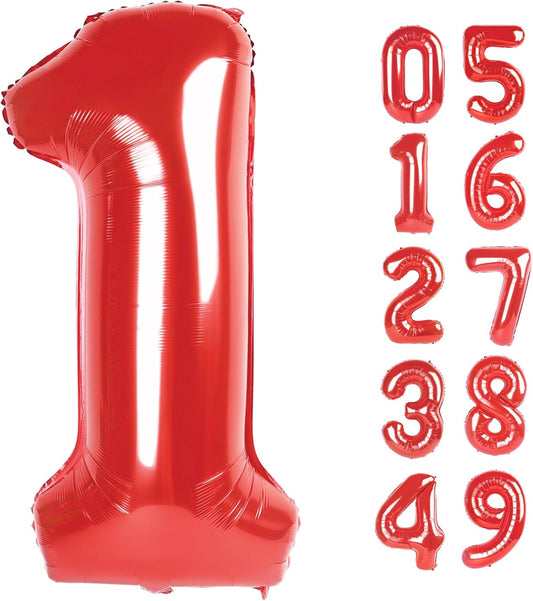 Number Balloon Red 1 Balloon 40 Inch, Red One 1st Number Balloon for First Birthday, 1 10 11 12 15 16 17 18 Red Party Graduations Decorations