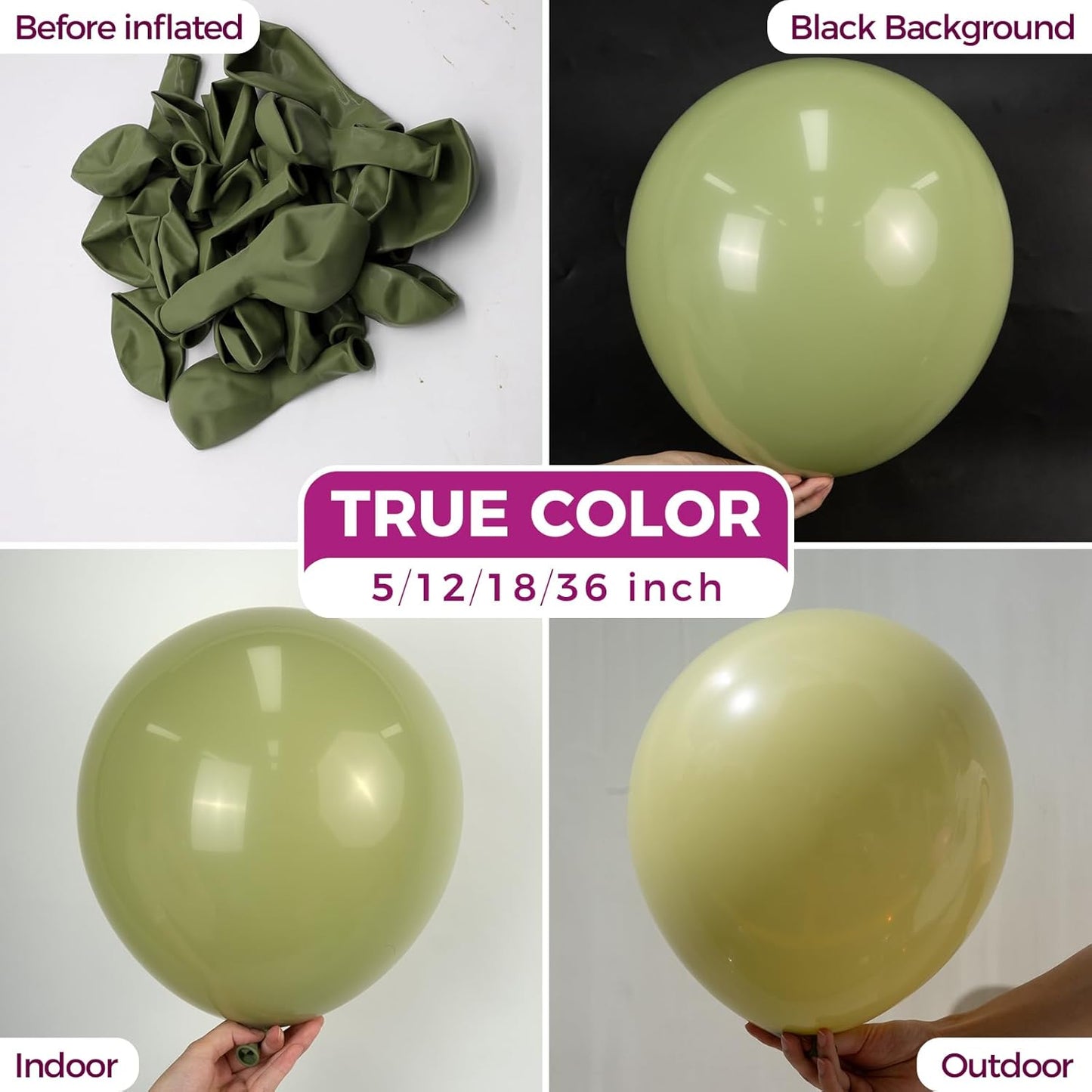 Bezente Sage Green Balloons Latex Party Balloons - 100 Pack 12 inch Round Helium Olive Green Balloons for Birthday Bridal Shower Wedding Graduation Anniversary Safari Jungle Party Decorations