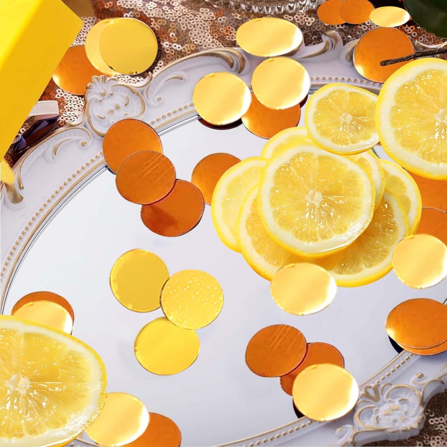 Gold and Orange Round Foil Confetti Beautiful Metallic Table Confetti for Filling Balloons, Wedding,Birthday,Party,Festival Decoration(15000PCS)