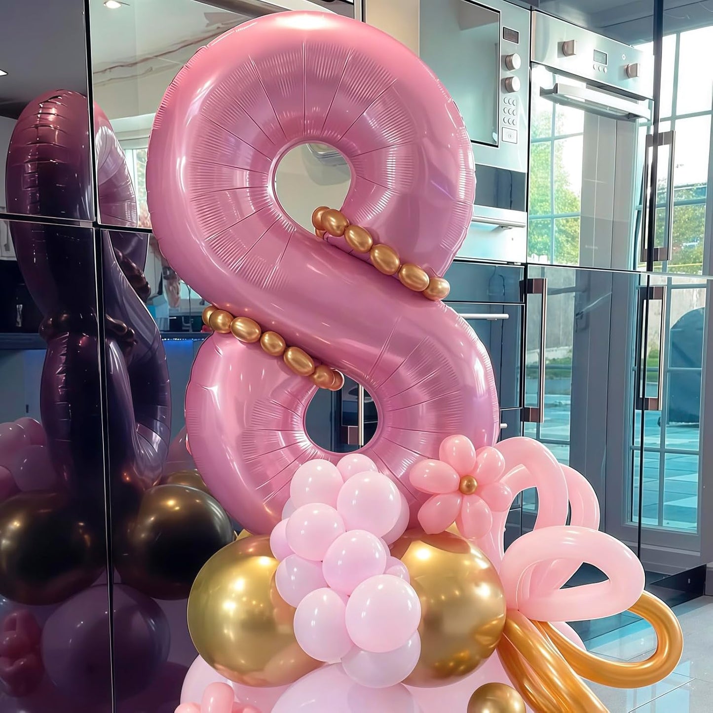 Pastel Pink 3 Balloon, Light Pink 3 Balloons Number,40 Inch Helium Foil Mylar Number 3 Balloon for Birthday Party