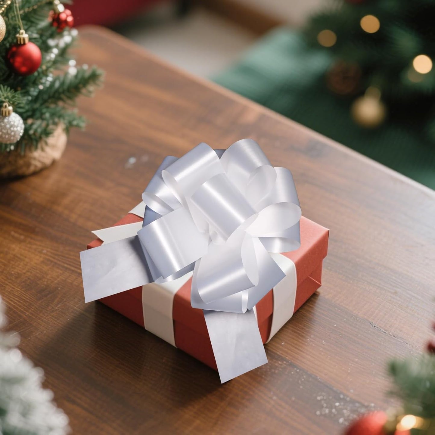 6 Pcs 6 Inch White Pull Bows, Perfect for Gift Wrapping, Gift Wrapping Baskets Wedding Christmas Party Decorations, Crafts – Quality Pull Bows for Gifts and Decorations