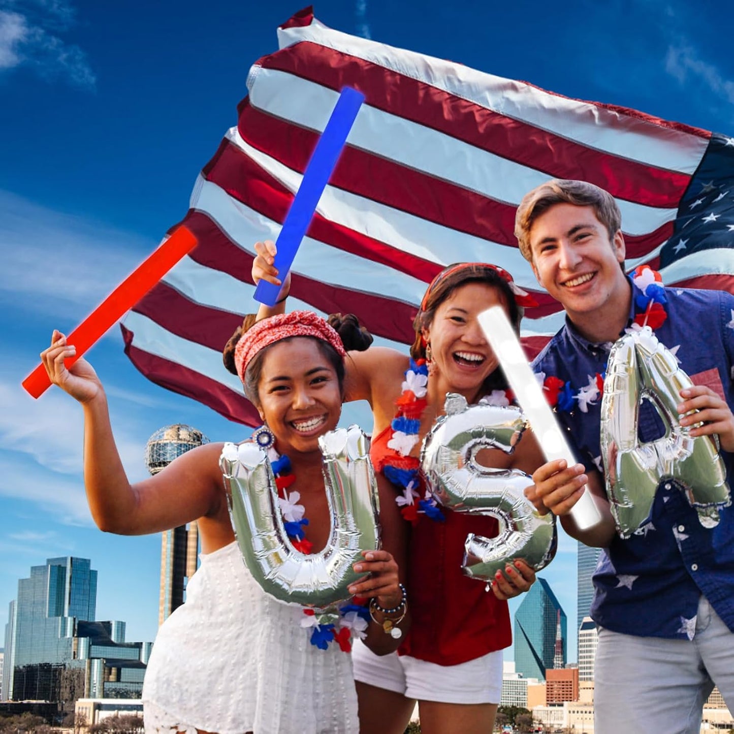 Glow Foam Sticks Bulk, 24 Pcs Blue Giant LED Light Up Sticks 3 Modes Flashing Glowing Baton Wands Party Supplies for Wedding, Raves,Concert,Birthday,Christmas, Halloween,Sporting Events