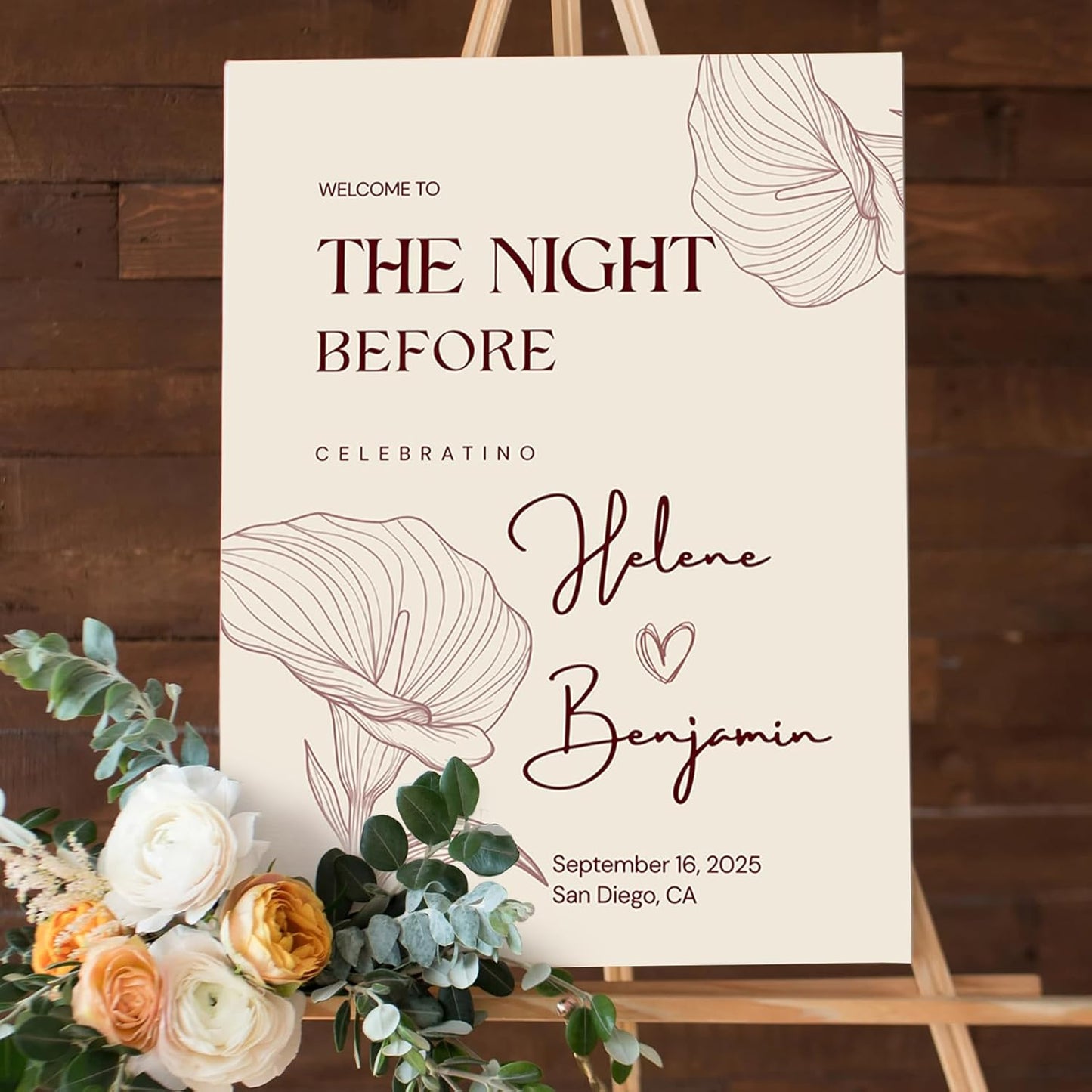Custom Bride & Groom Wedding Welcome Sign, Personalized Welcome to The Night Board for Ceremony or Reception, Canvas Poster Decor for Weddings, Anniversary, Bridal Party, Celebration