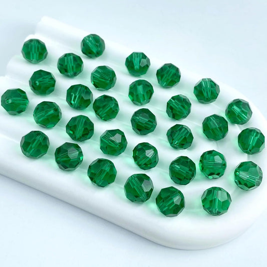 400 PCS 4mm Crystal Glass Beads Round Multiple Faceted Loose Spacer Glass Beads for DIY Handcrafte Bracelet Necklace Earring Jewelry Making(Malachite Green)
