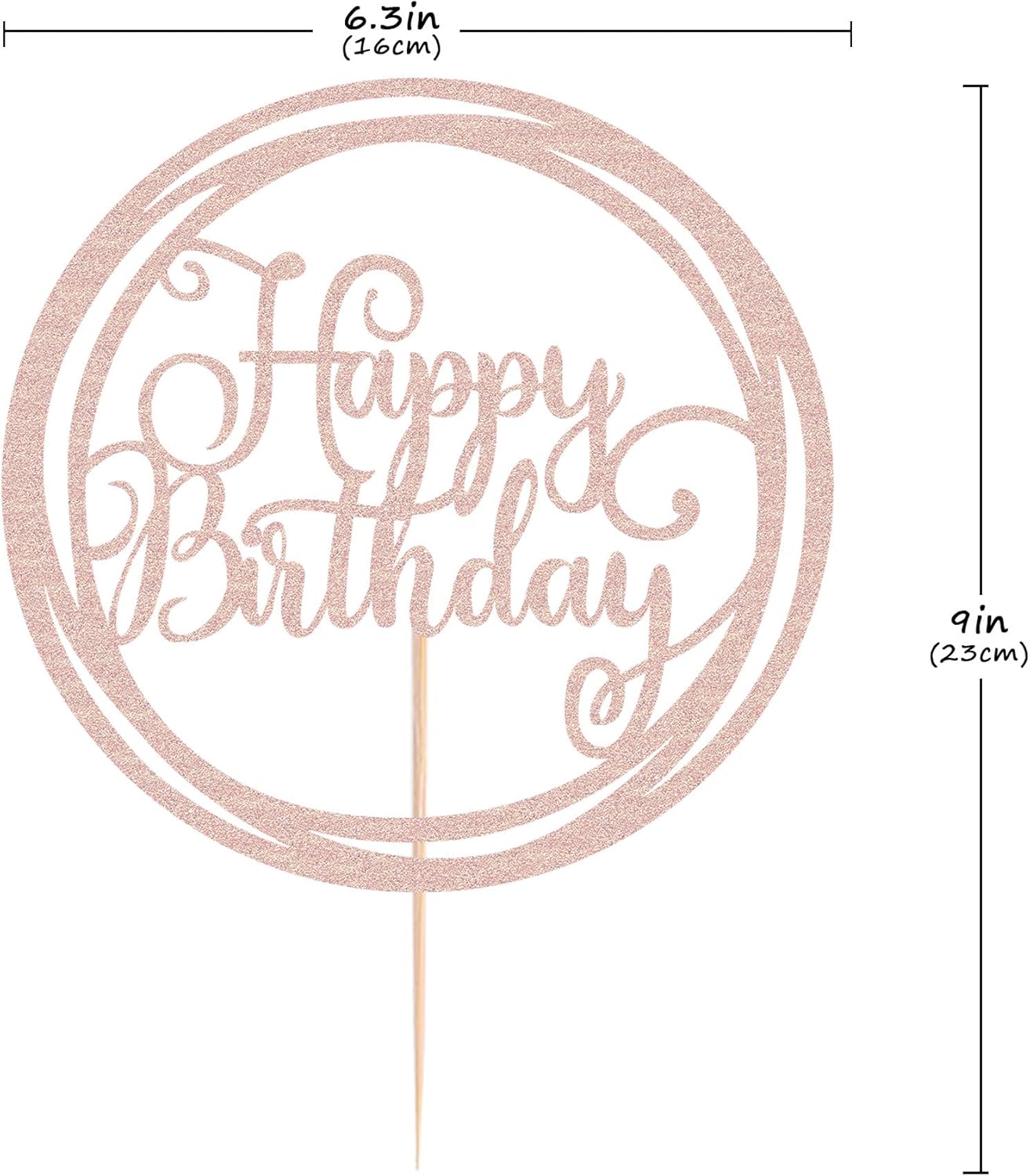 Happy Birthday Cake Topper - Rose Gold Glitter Happy Birthday Cake Decoration Supplies for Children or Adults - Happy Birthday Cake Bunting Decor, Photo Booth Props