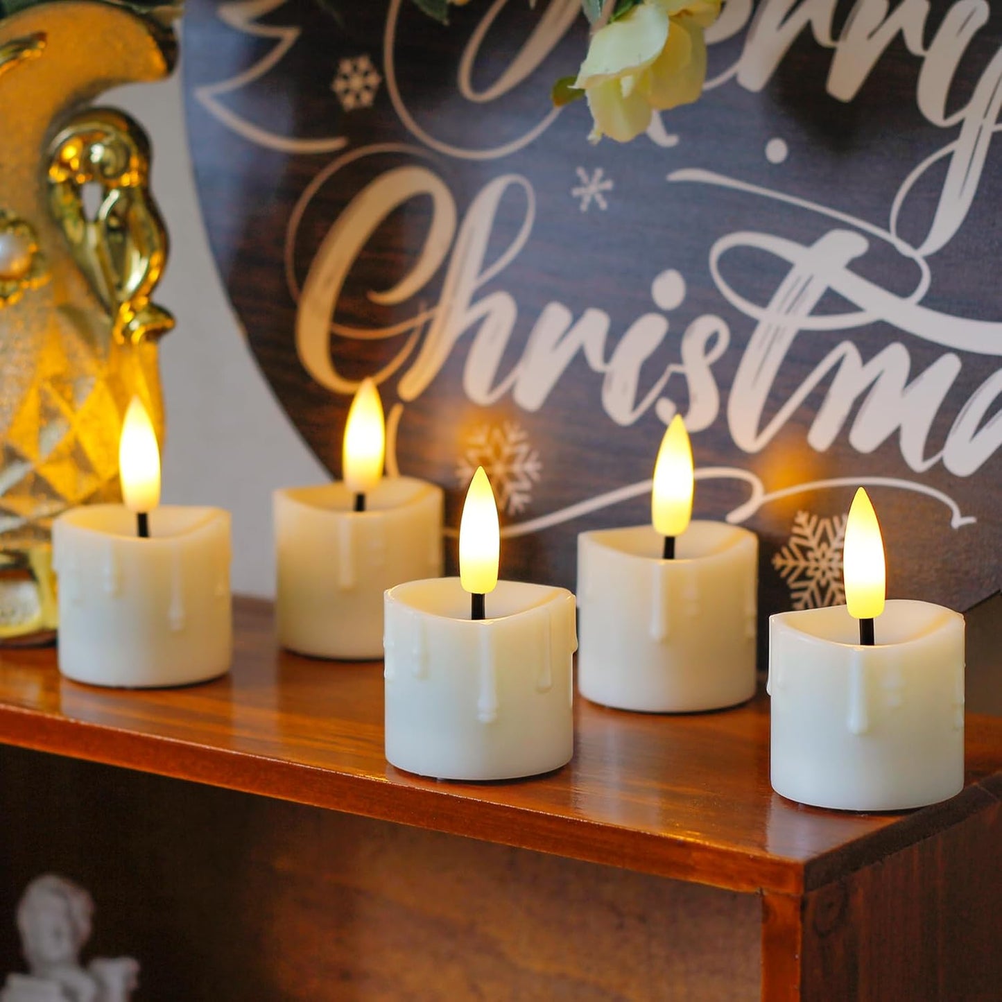 Rechargeable Flameless 1.6" x2.5" Tea Light Candles with Remote & Type-C Charging Cable, Timer LED Flickering Ivory Plastic 9pcs Mini Dripping Wax Votive Tealight Candles