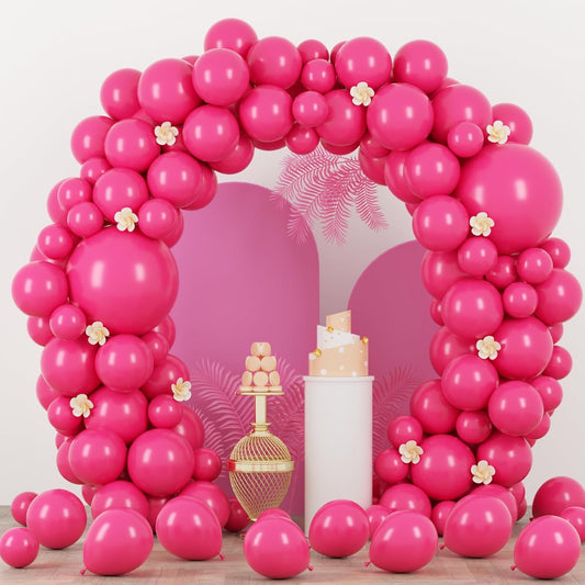 90pack Hot Pink Balloons Different Size 18/12/10/5 Inch Dark Pink Balloon Garland Arch Kit for Graduation, Wedding, Birthday, Princess Theme Party, Valentine's Day, Baby Shower Decorations